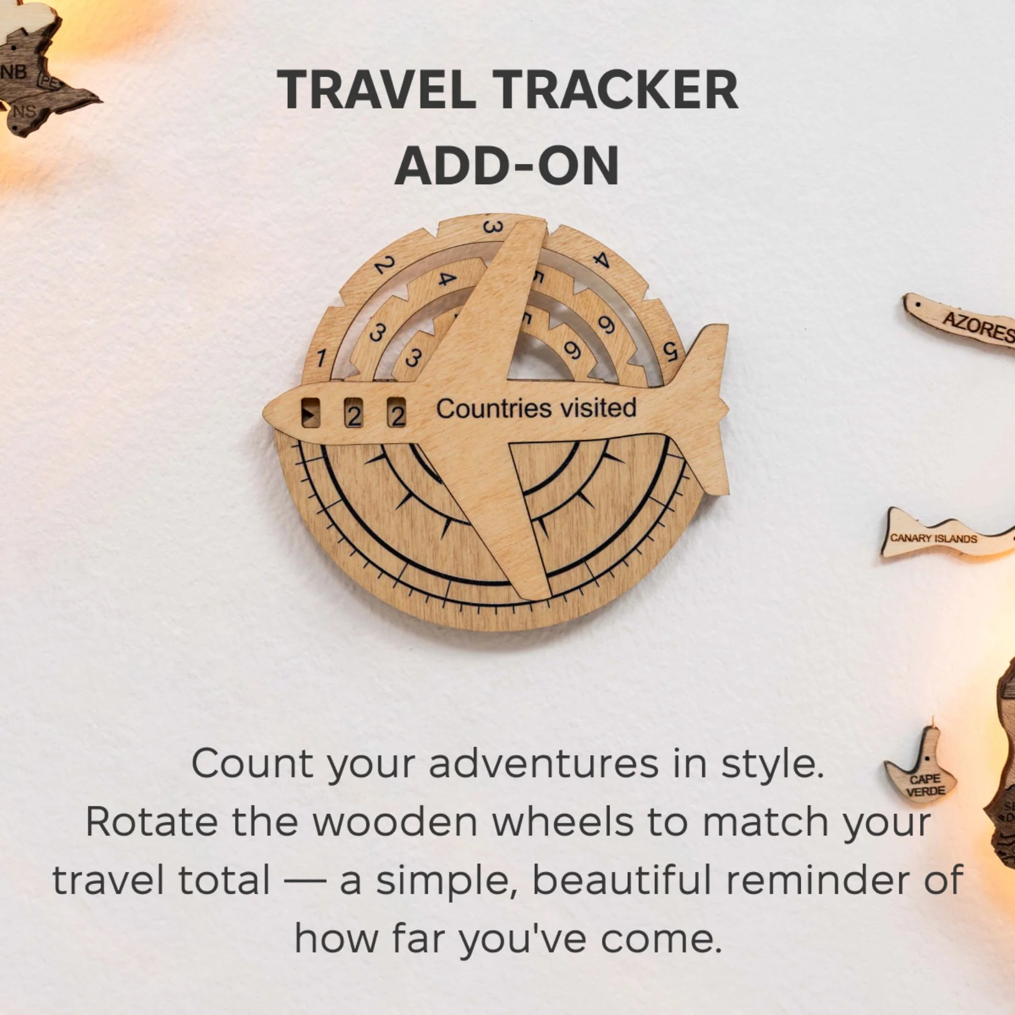 Travel Tracker 3D Wooden World Map – Gold - Image 3
