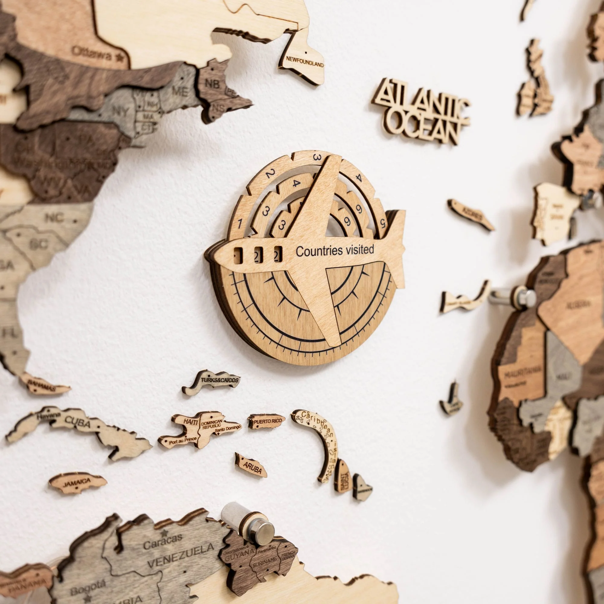 Travel Tracker 3D Wooden World Map – Gold - Image 7