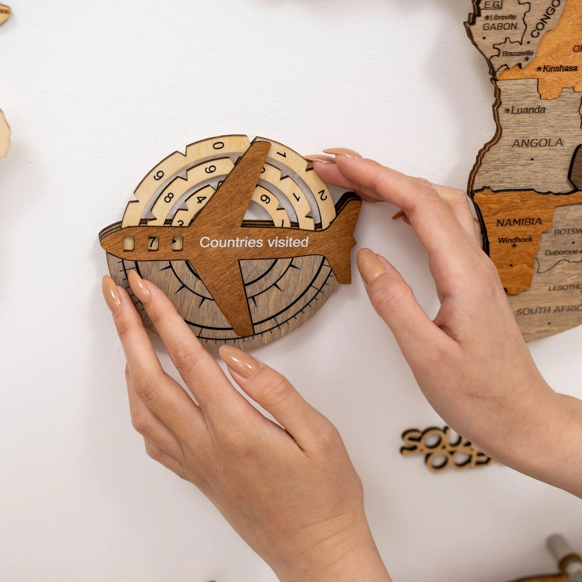 Travel Tracker 3D Wooden World Map – Multicolor - Image 3