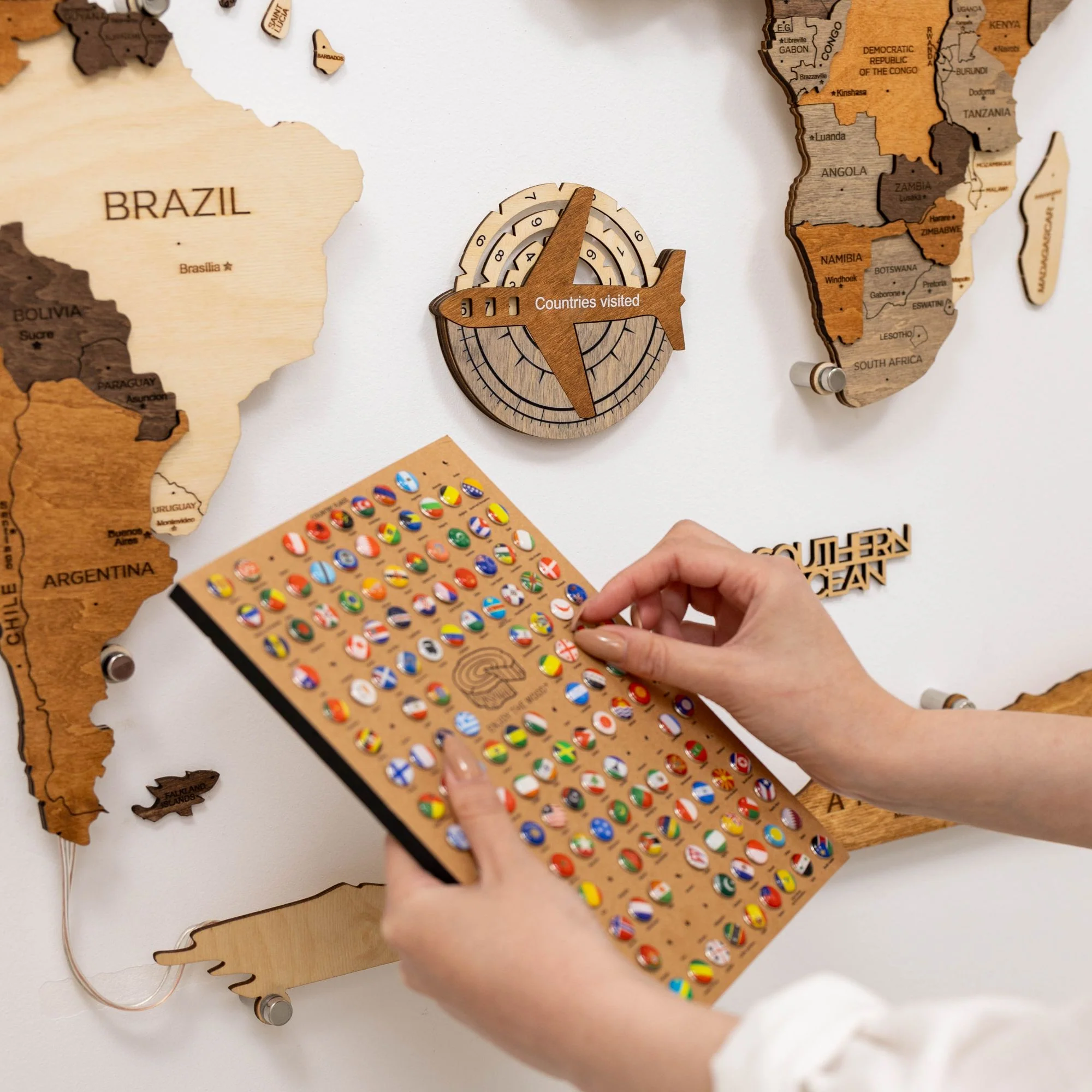 Travel Tracker 3D Wooden World Map – Multicolor - Image 5