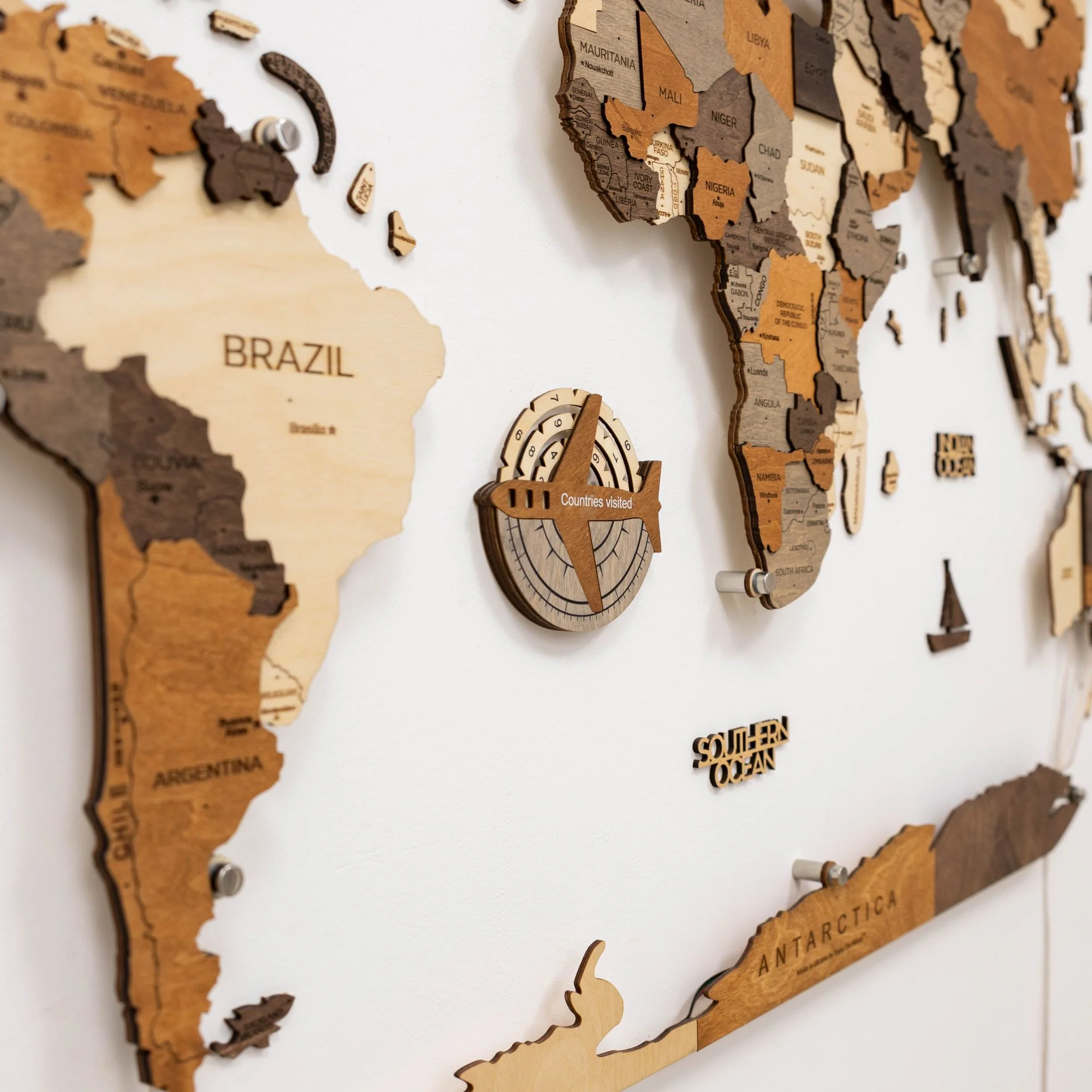 Travel Tracker 3D Wooden World Map – Multicolor - Image 6