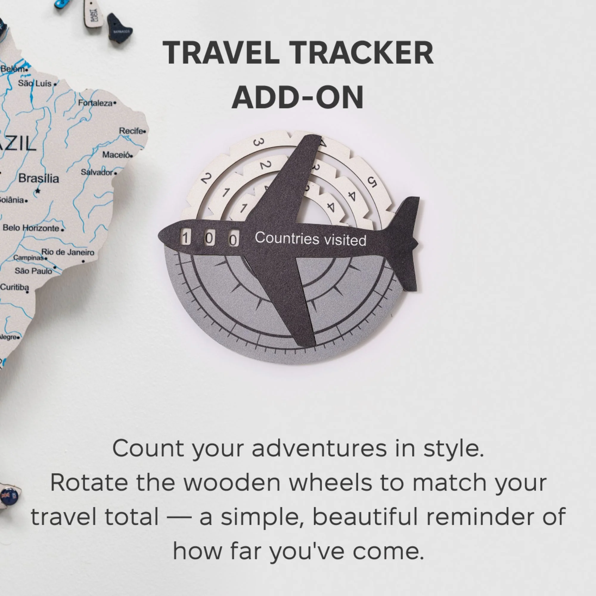 Travel Tracker 3D Wooden World Map – Nordik - Image 2