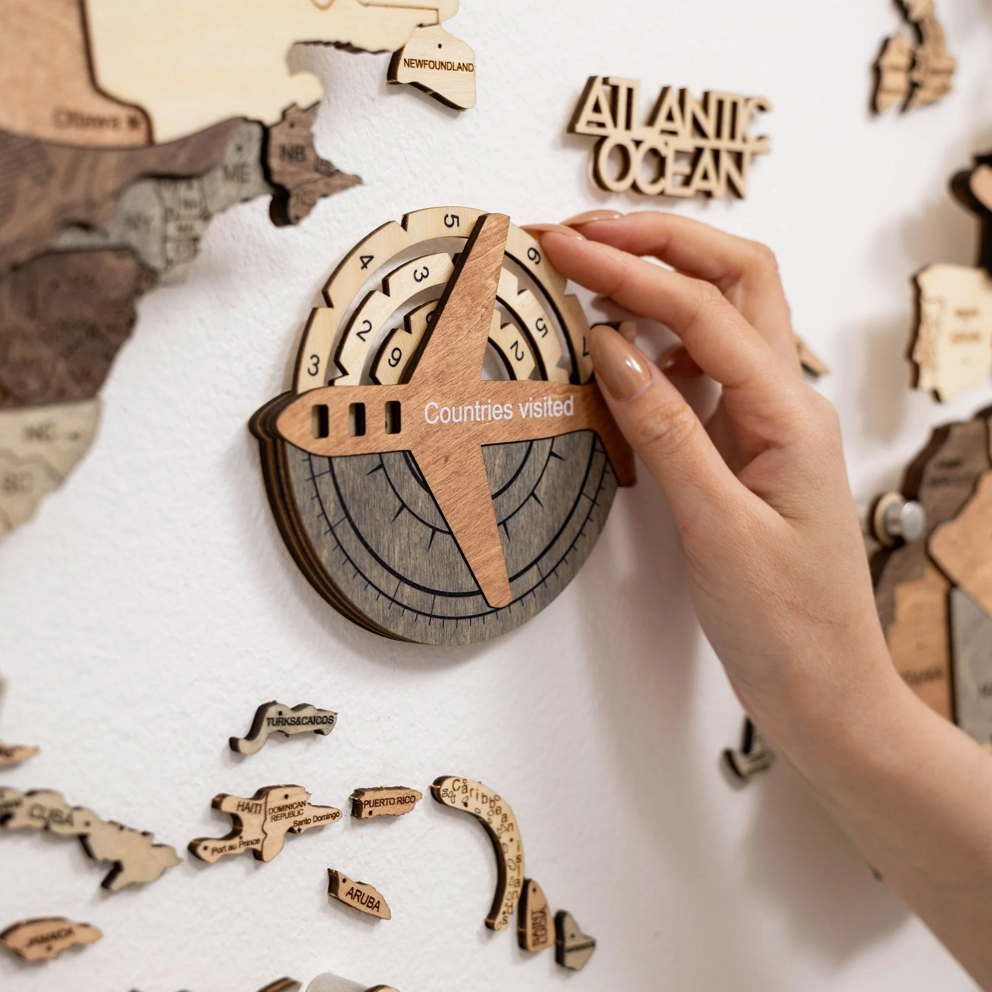 Travel Tracker 3D Wooden World Map – Smokey - Image 5