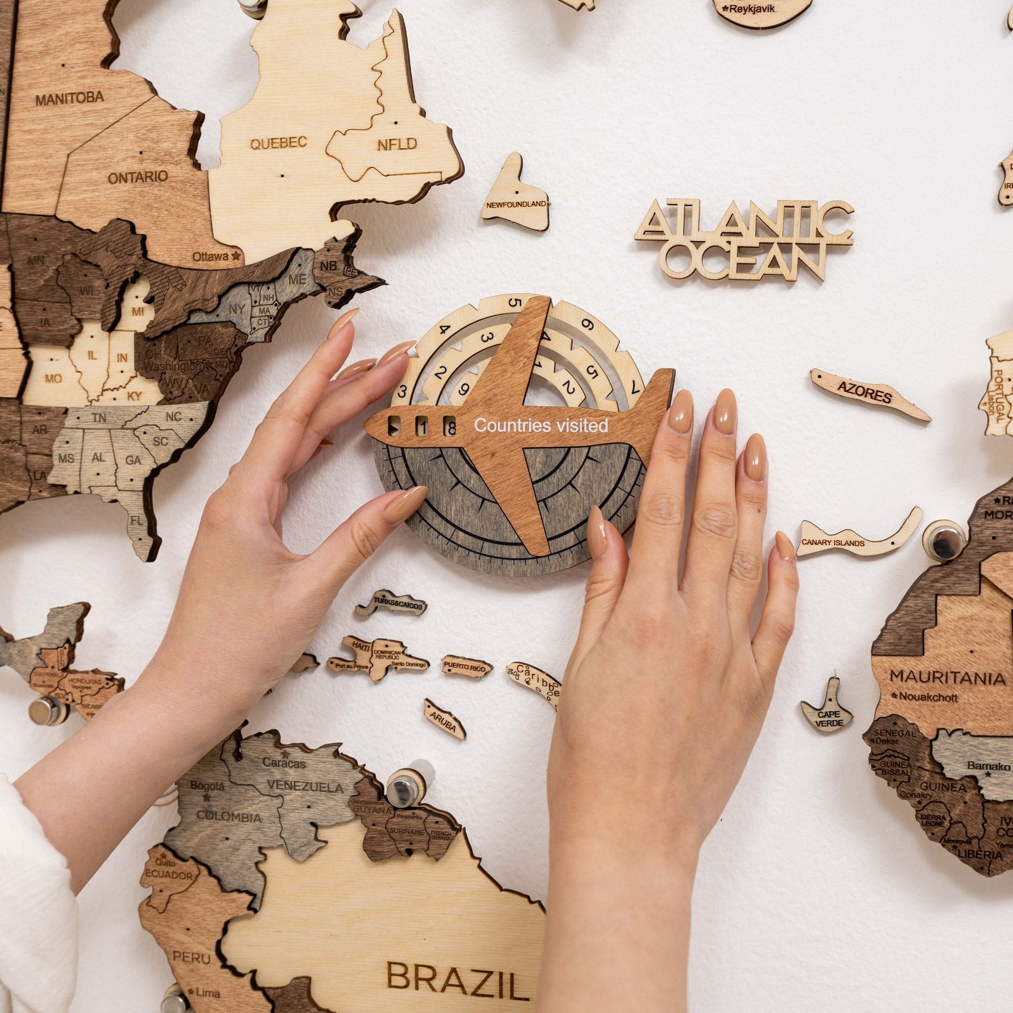 Travel Tracker 3D Wooden World Map – Smokey - Image 6