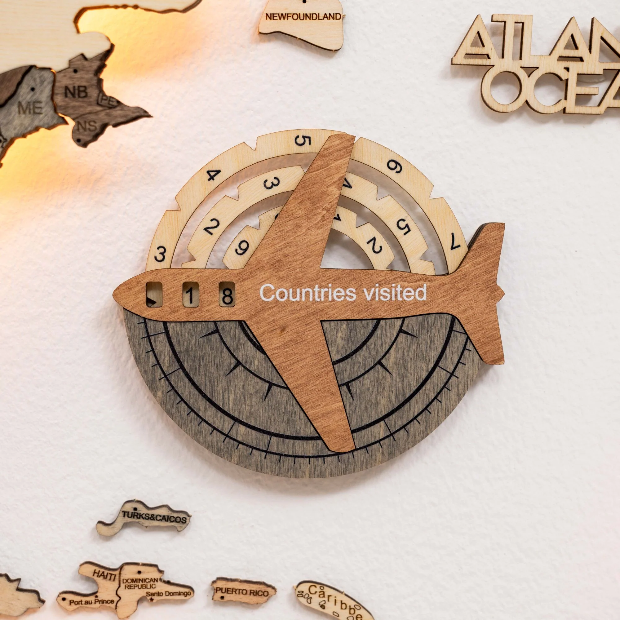 Travel Tracker 3D Wooden World Map – Smokey - Image 7
