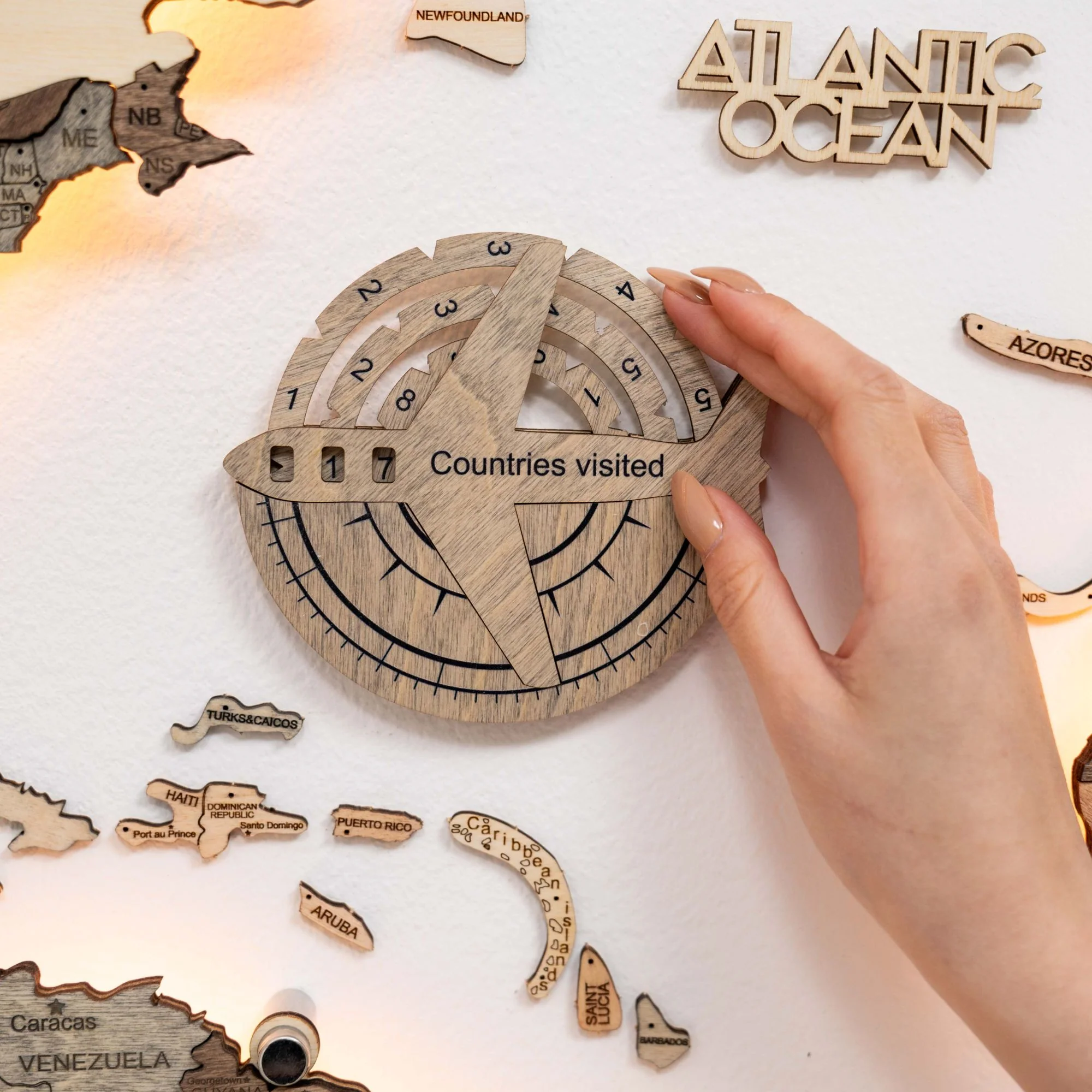 Travel Tracker 3D Wooden World Map – Terra - Image 4