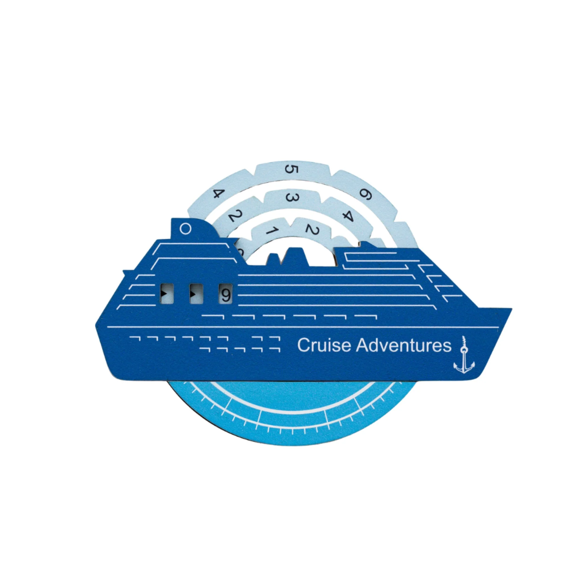Travel Tracker Cruise Liner 3D Colored Wooden World Map - Azure