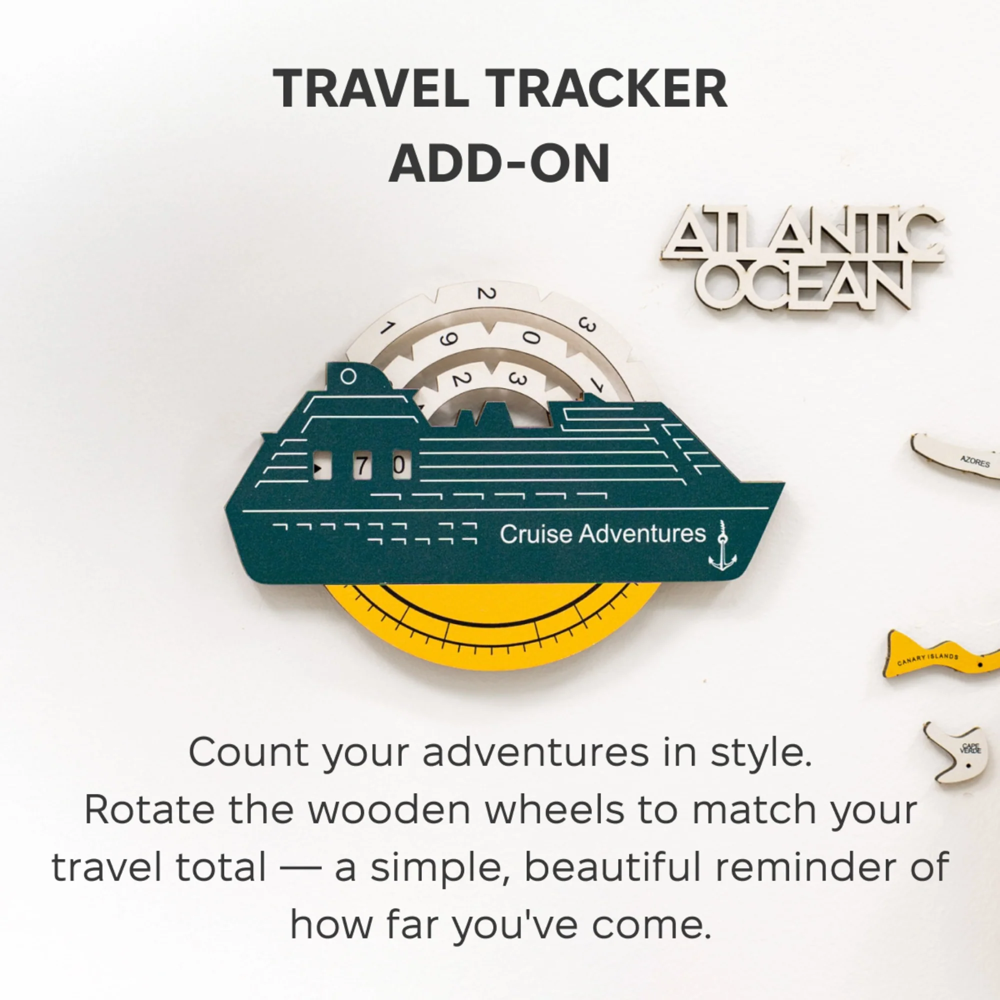 Travel Tracker Cruise Liner 3D Colored Wooden World Map - Country - Image 6