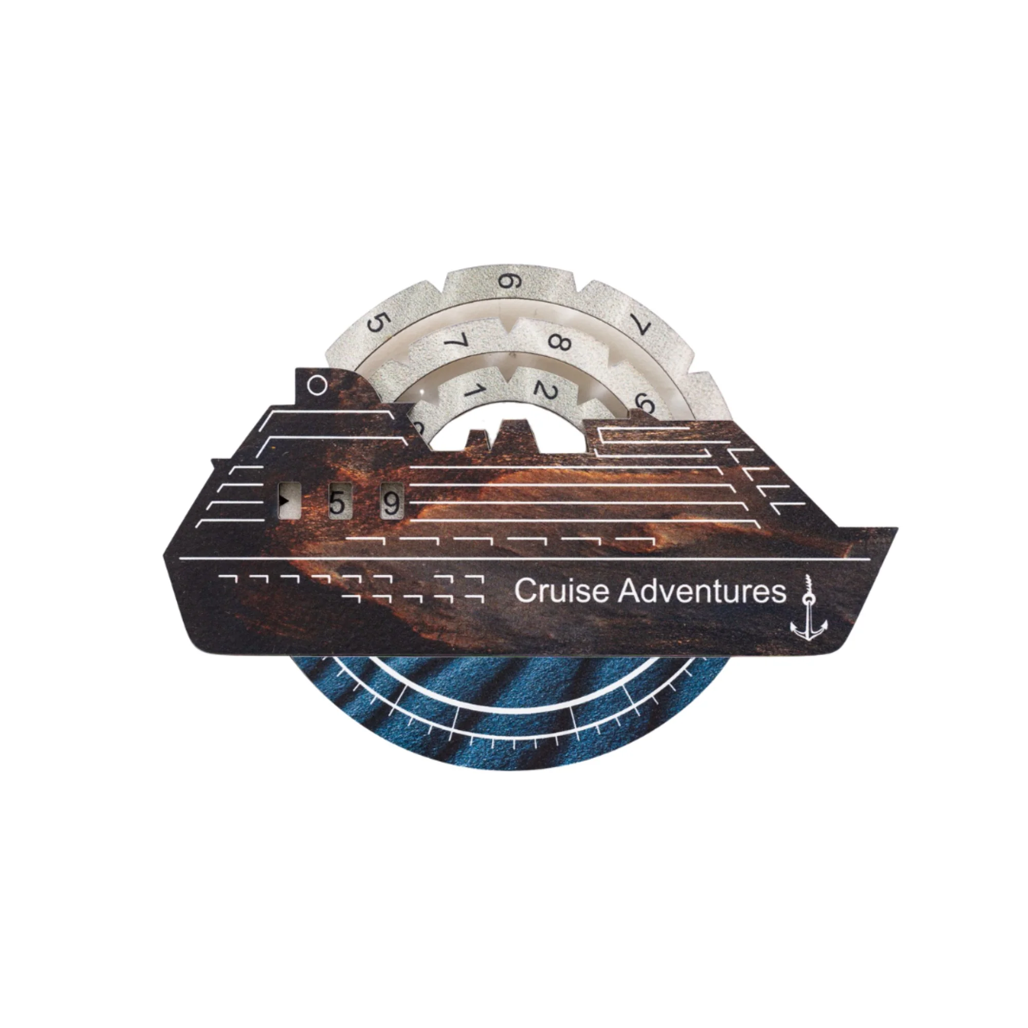 Travel Tracker Cruise Liner 3D Colored Wooden World Map - Dune