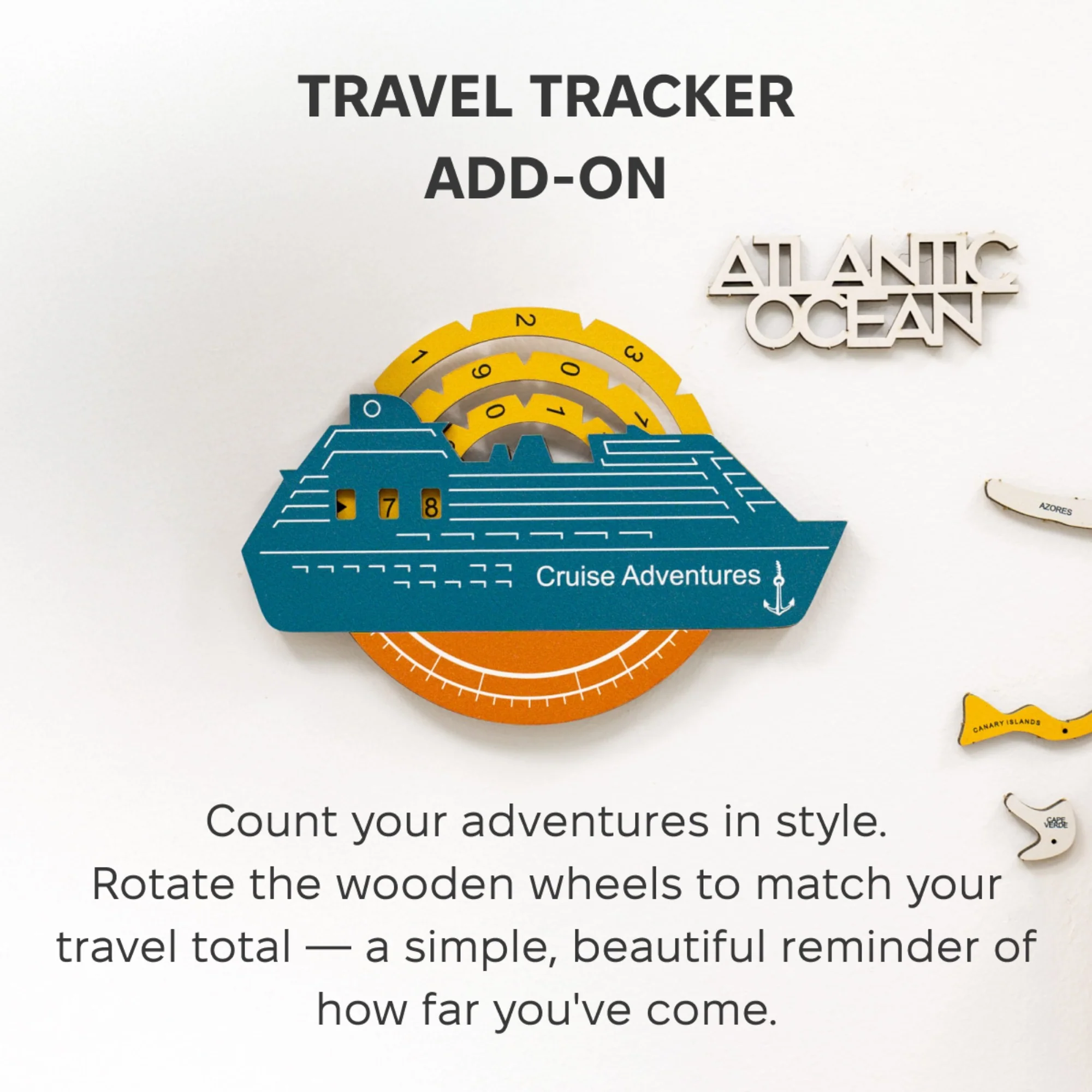 Travel Tracker Cruise Liner 3D Colored Wooden World Map - Indie - Image 6
