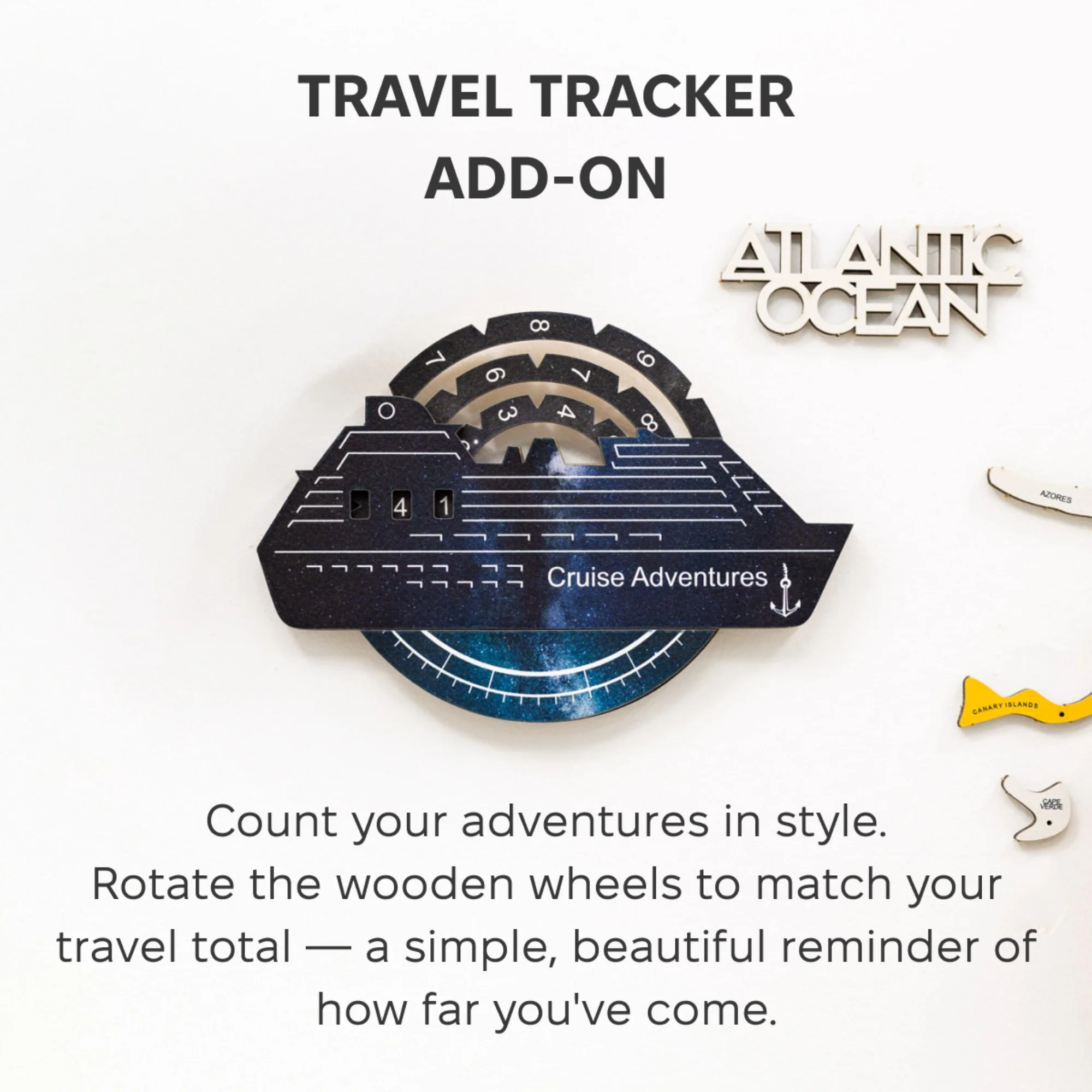 Travel Tracker Cruise Liner 3D Colored Wooden World Map - Space - Image 5