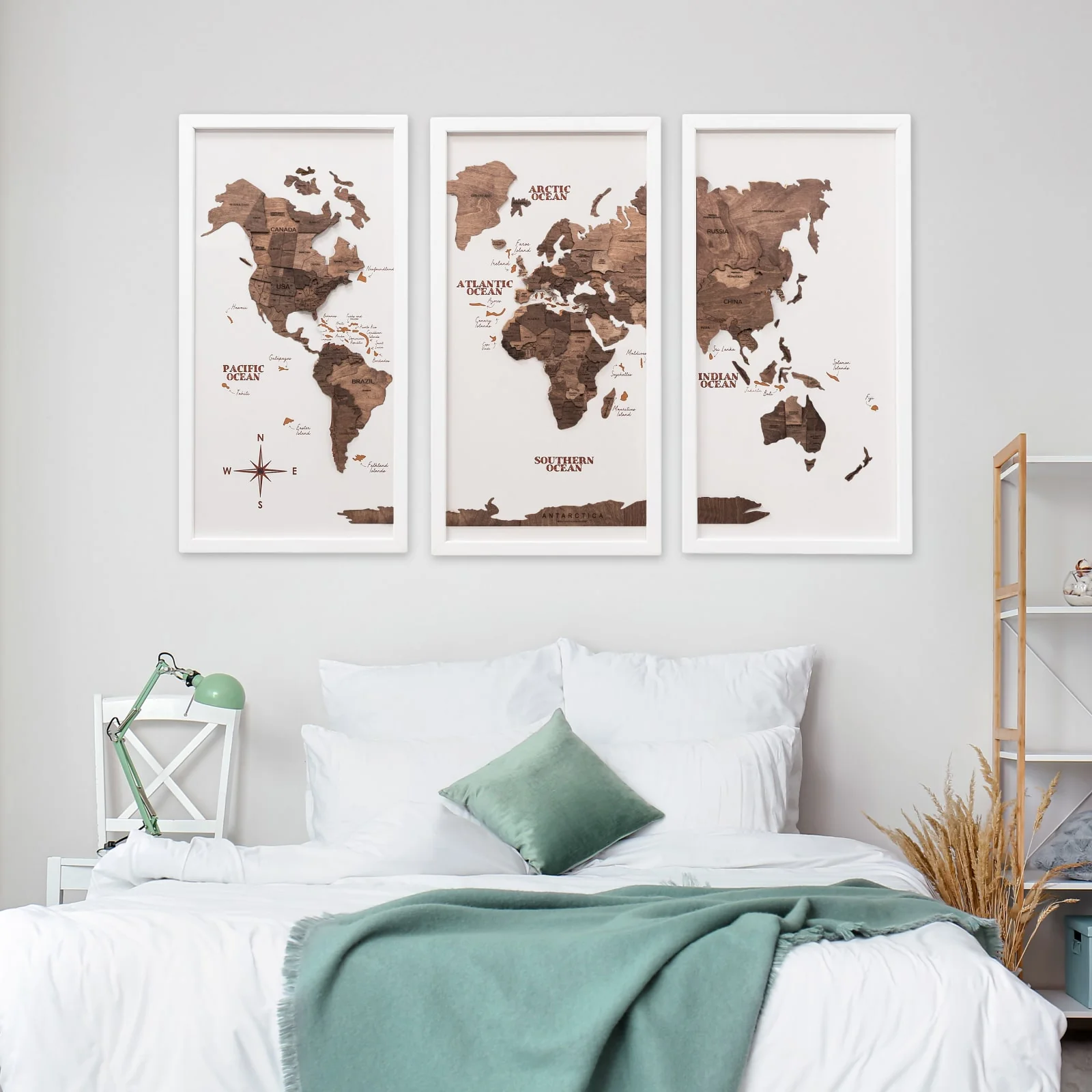 Triptych Wooden World Map (Dark Walnut) - Image 10