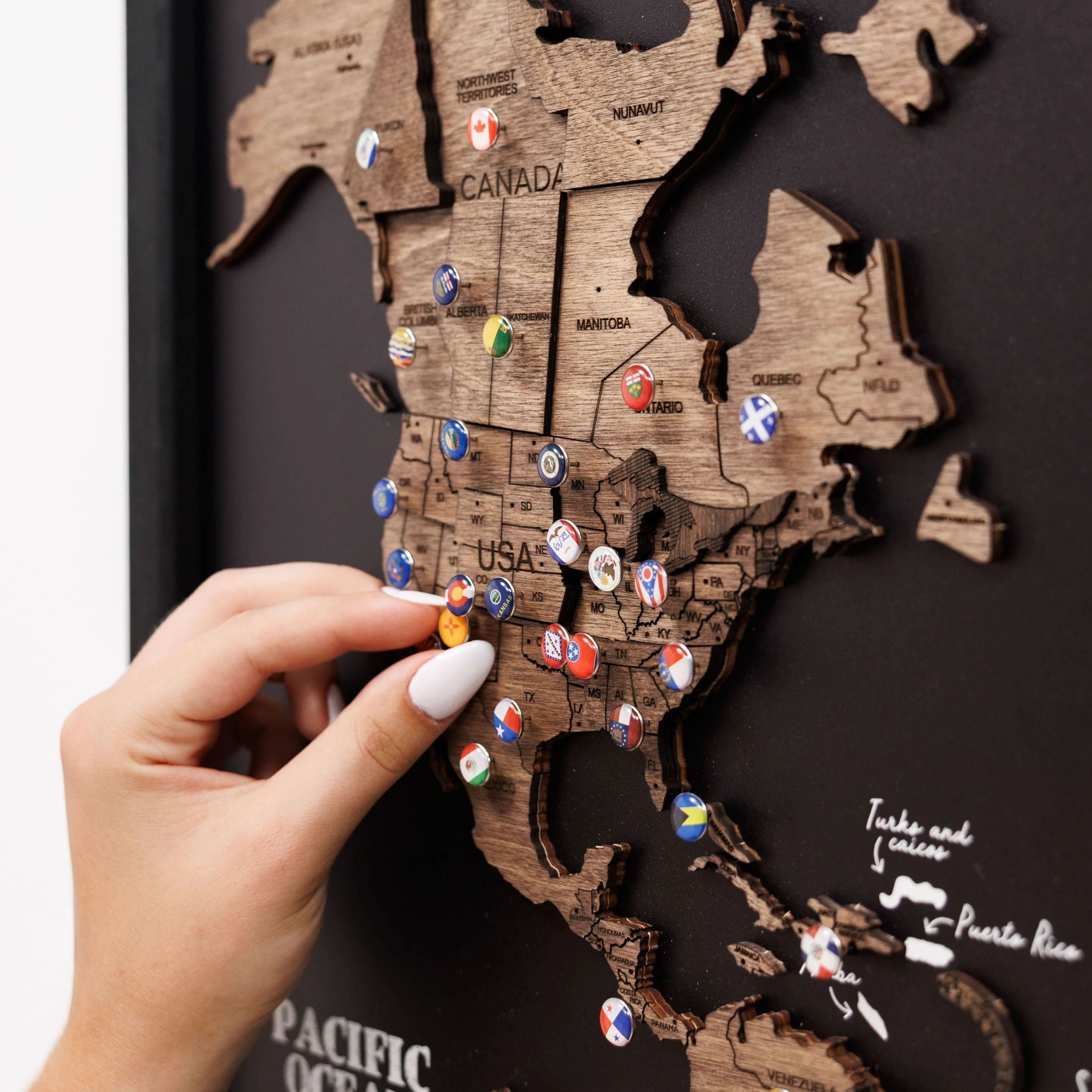 Triptych Wooden World Map (Dark Walnut) - Image 7