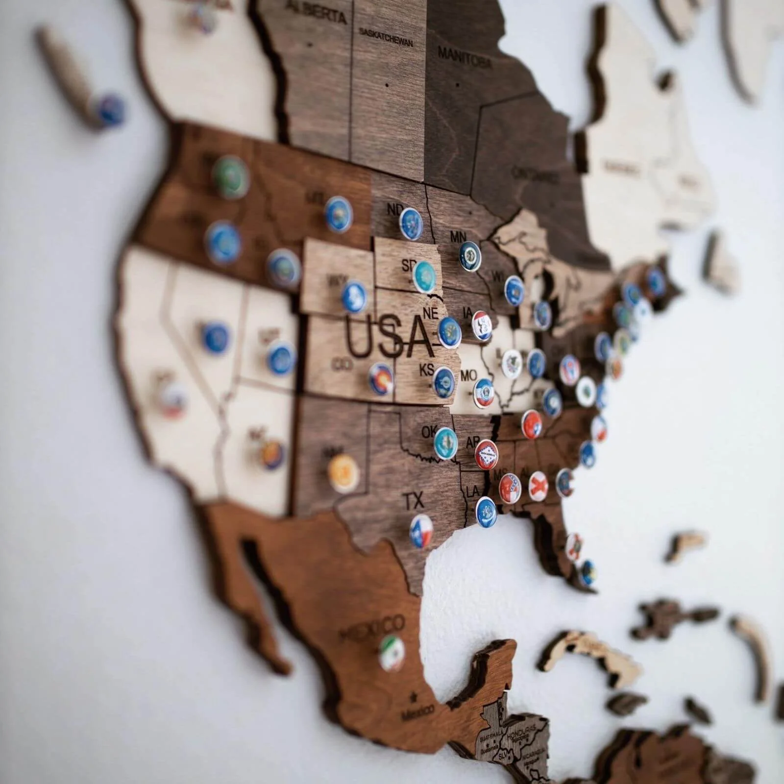 Wall Decor Bundle: 3D Wooden World Map with Flag Pins - Image 2