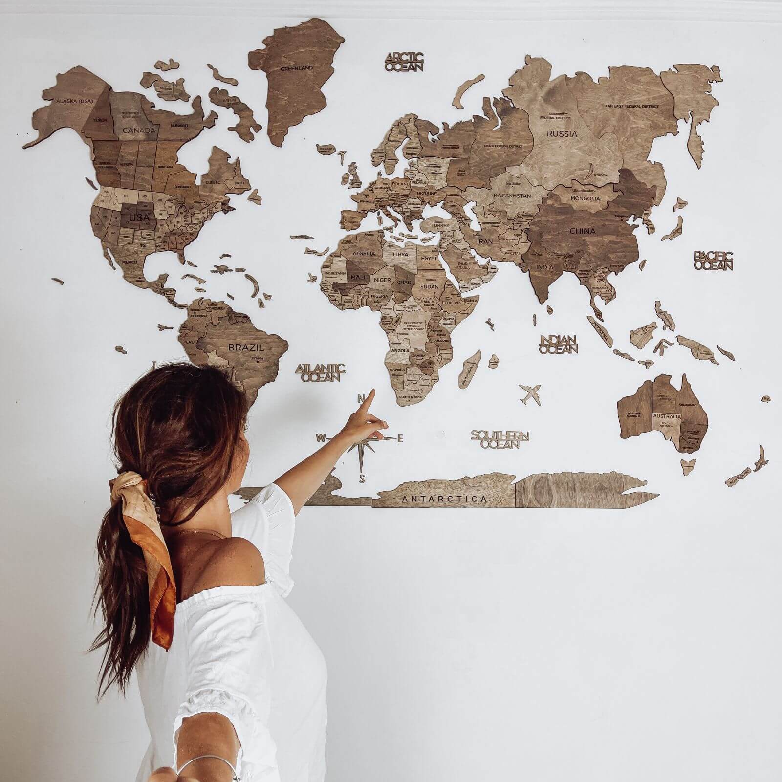 Wall Decor Bundle: 3D Wooden World Map with Flag Pins - Image 5