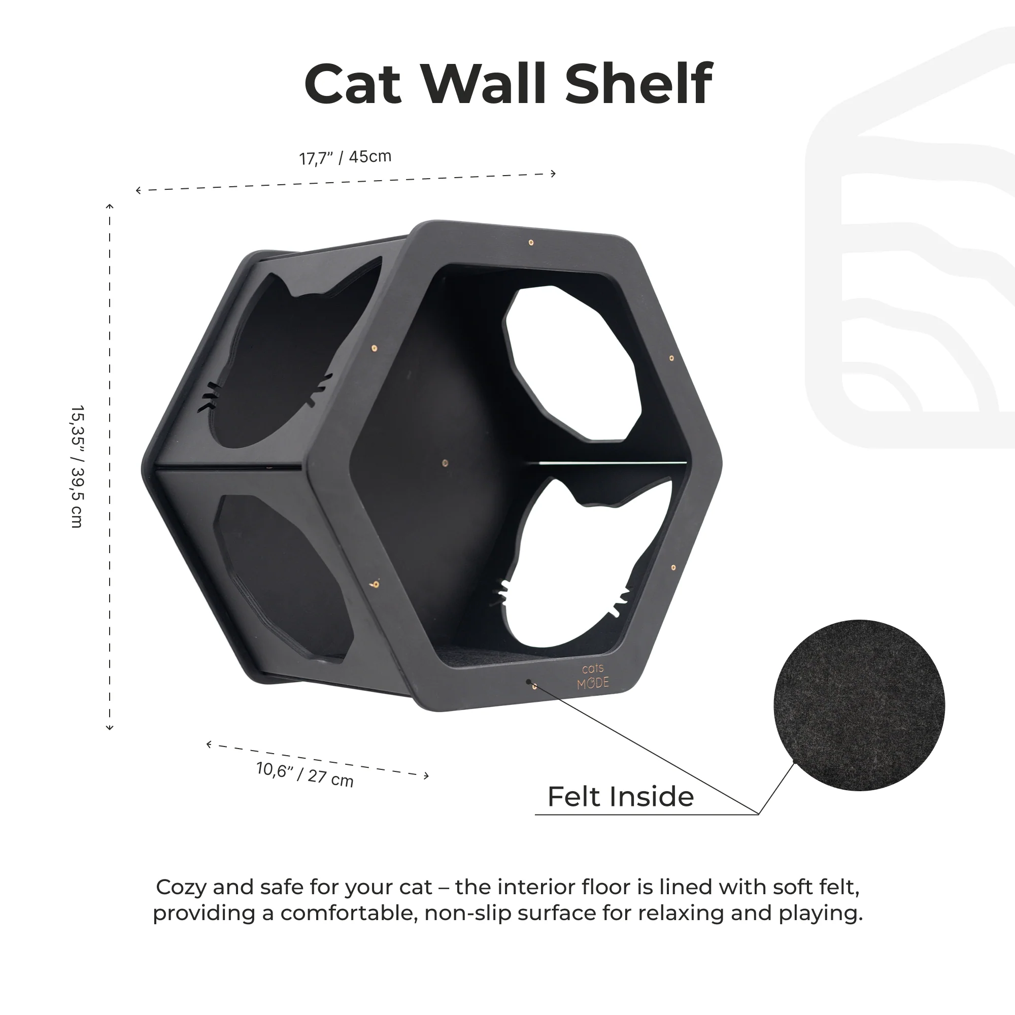 Wall Mount Cat Shelves Black - Image 5