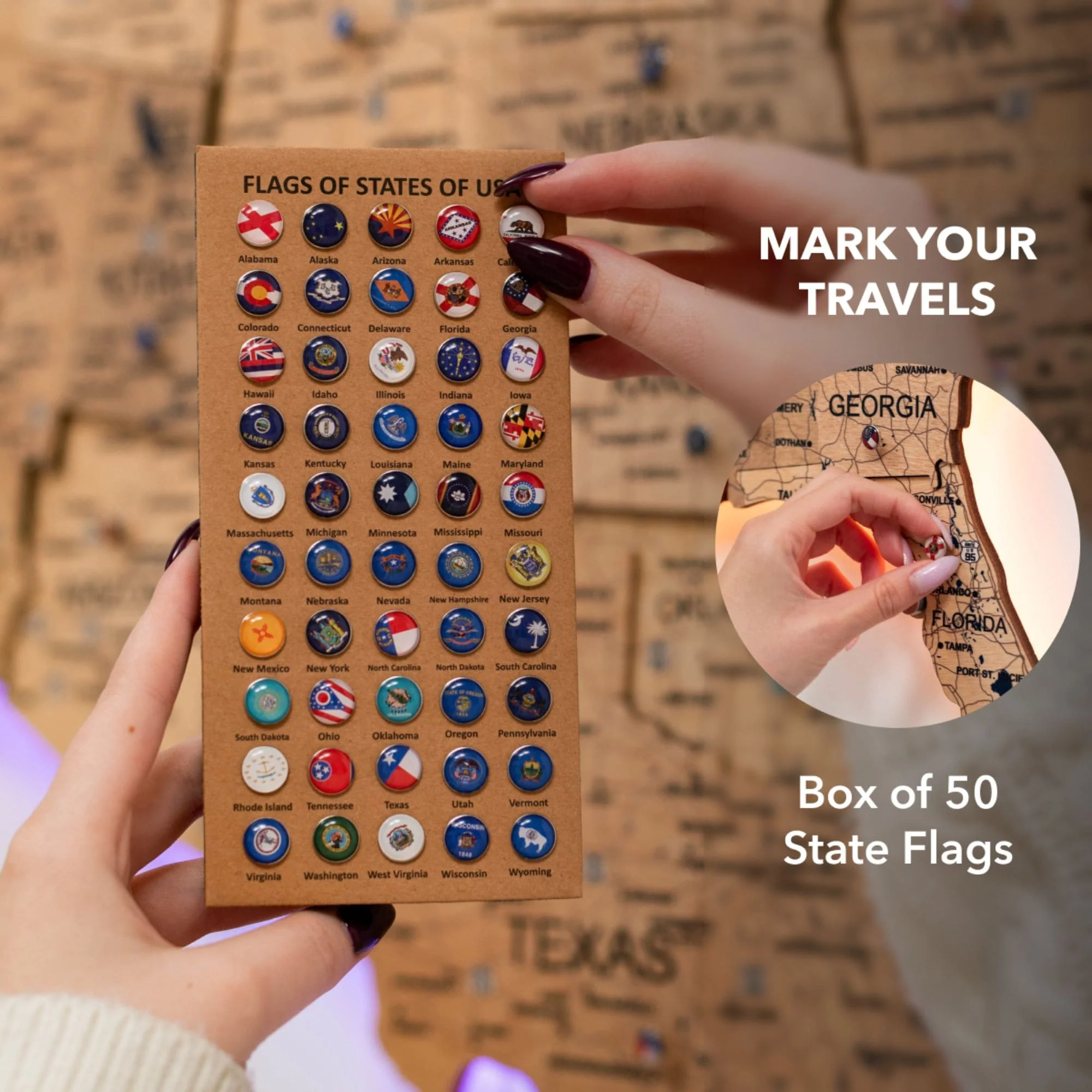Wooden 3d LED Map of USA  - Gold - Image 14