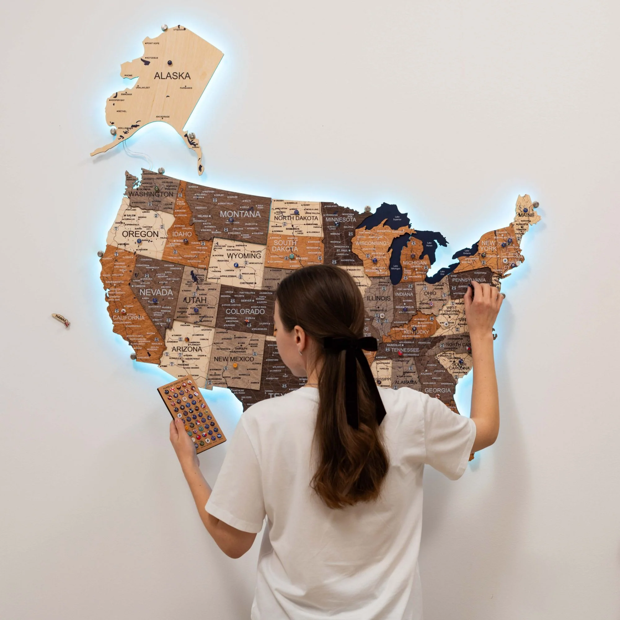 Wooden 3d LED Map of USA - Multicolor - Image 10