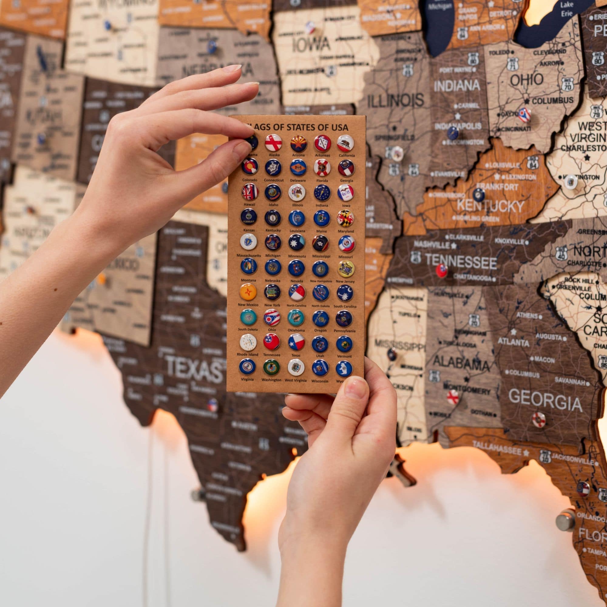 Wooden 3d LED Map of USA - Multicolor - Image 8