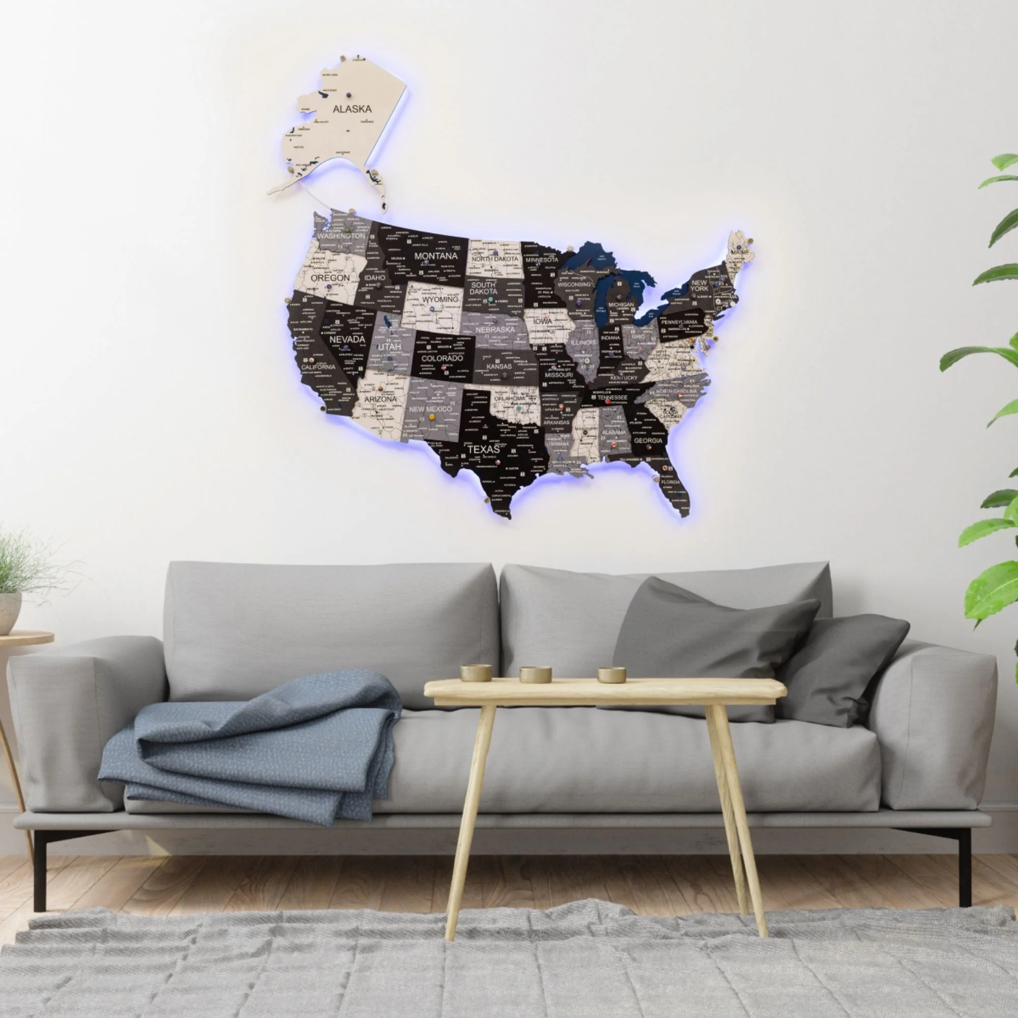 Wooden 3d LED Map of USA - Nordik - Image 11