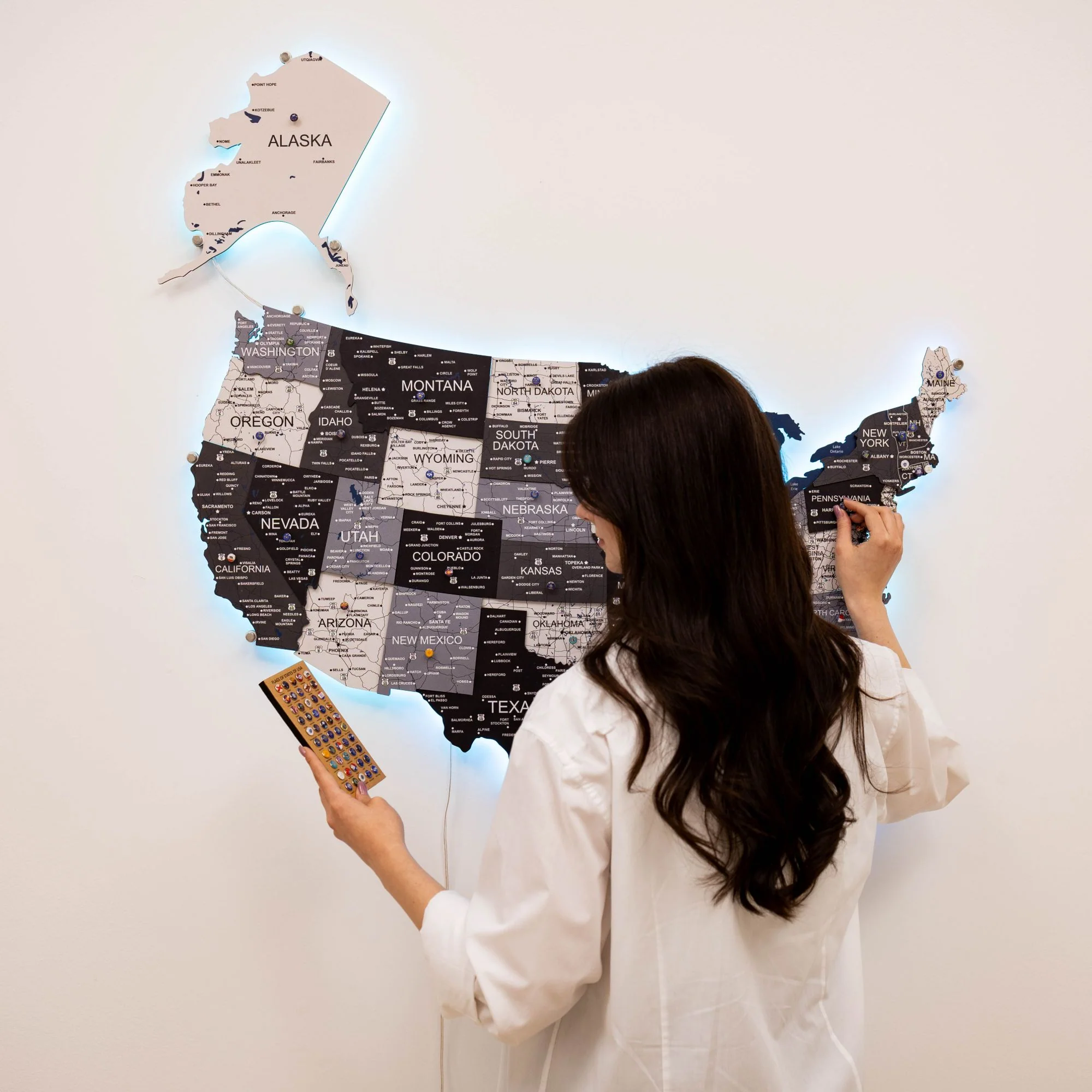 Wooden 3d LED Map of USA - Nordik - Image 5