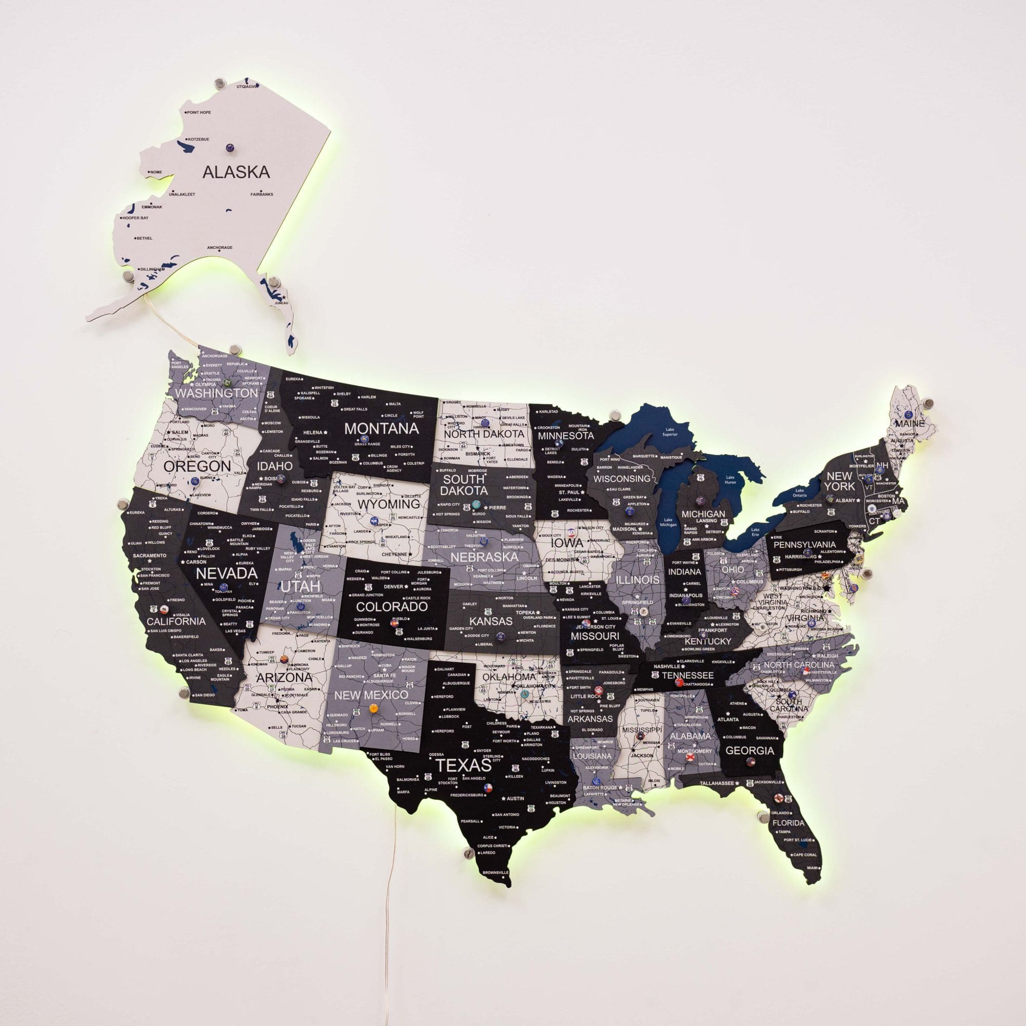 Wooden 3d LED Map of USA - Nordik - Image 7
