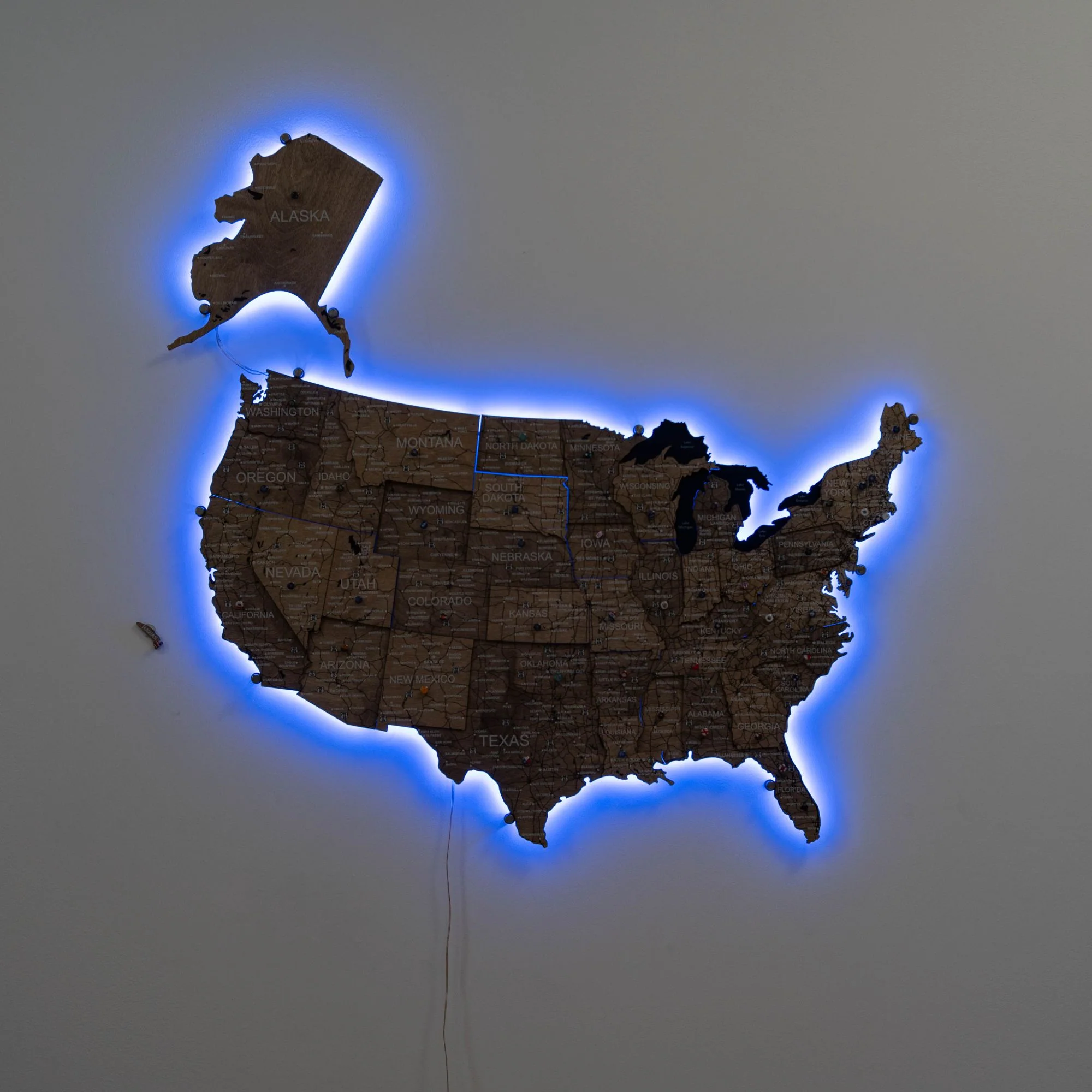 Wooden 3d LED Map of USA - Terra - Image 6