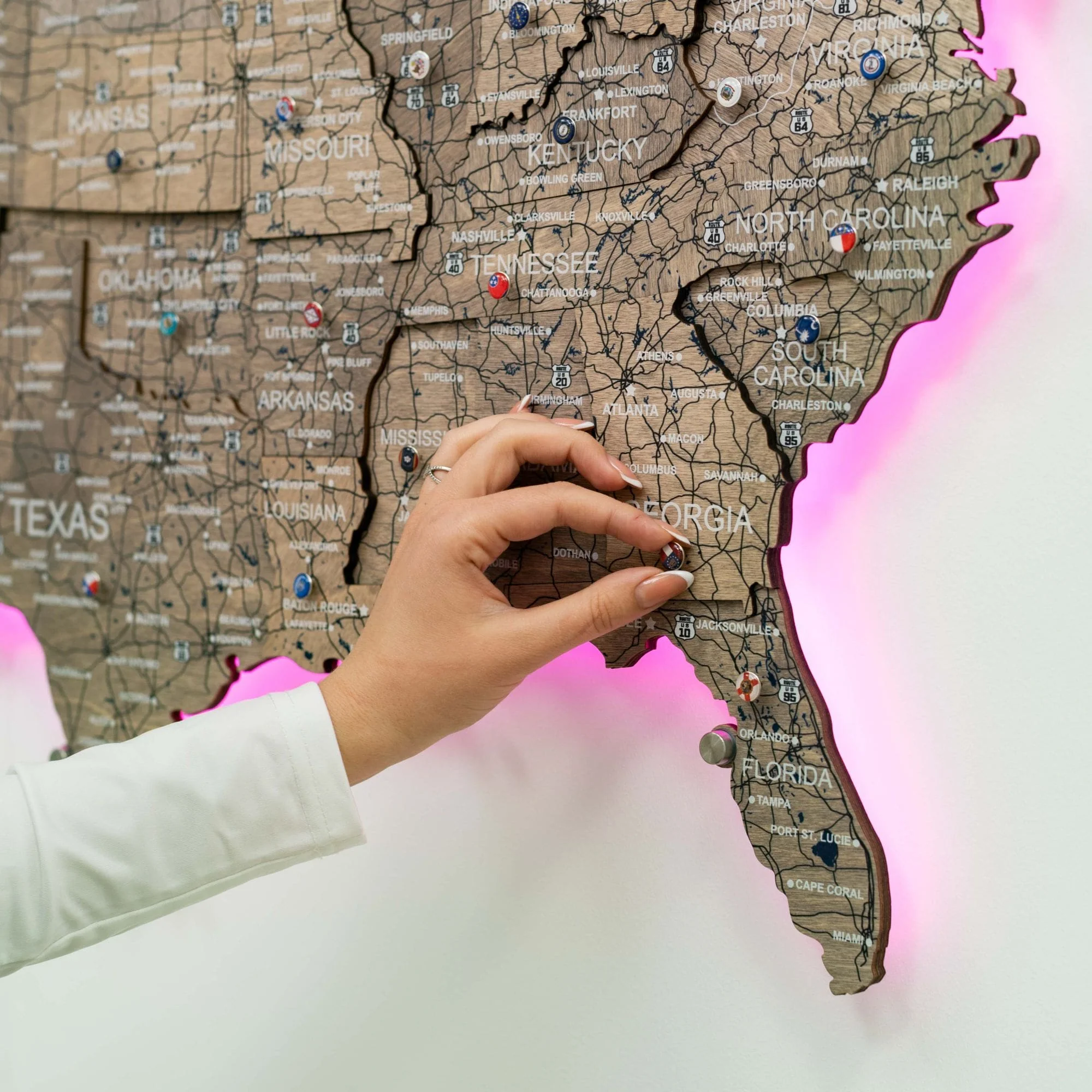 Wooden 3d LED Map of USA - Terra - Image 8