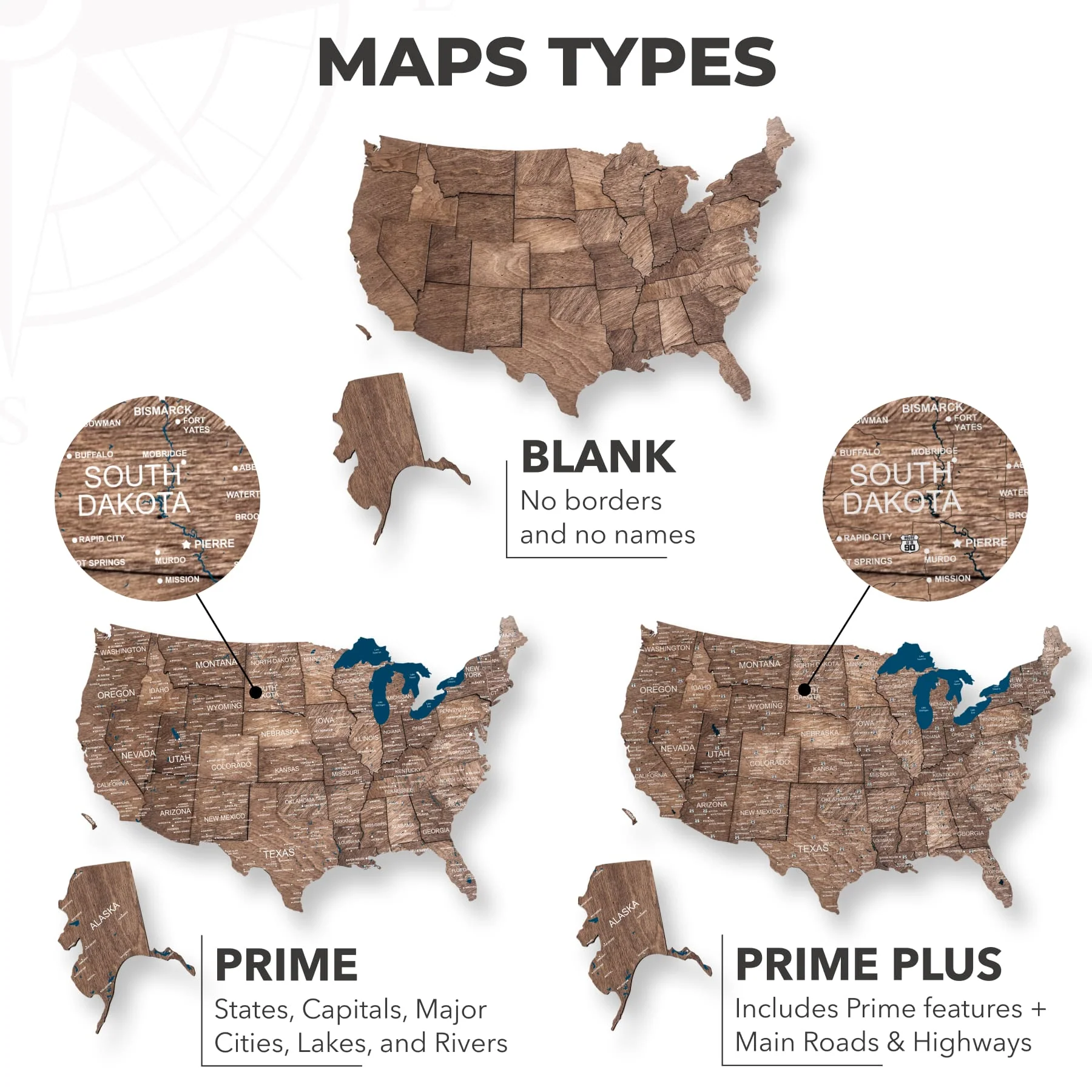 Wooden 3d Map of USA - Dark Walnut - Image 15