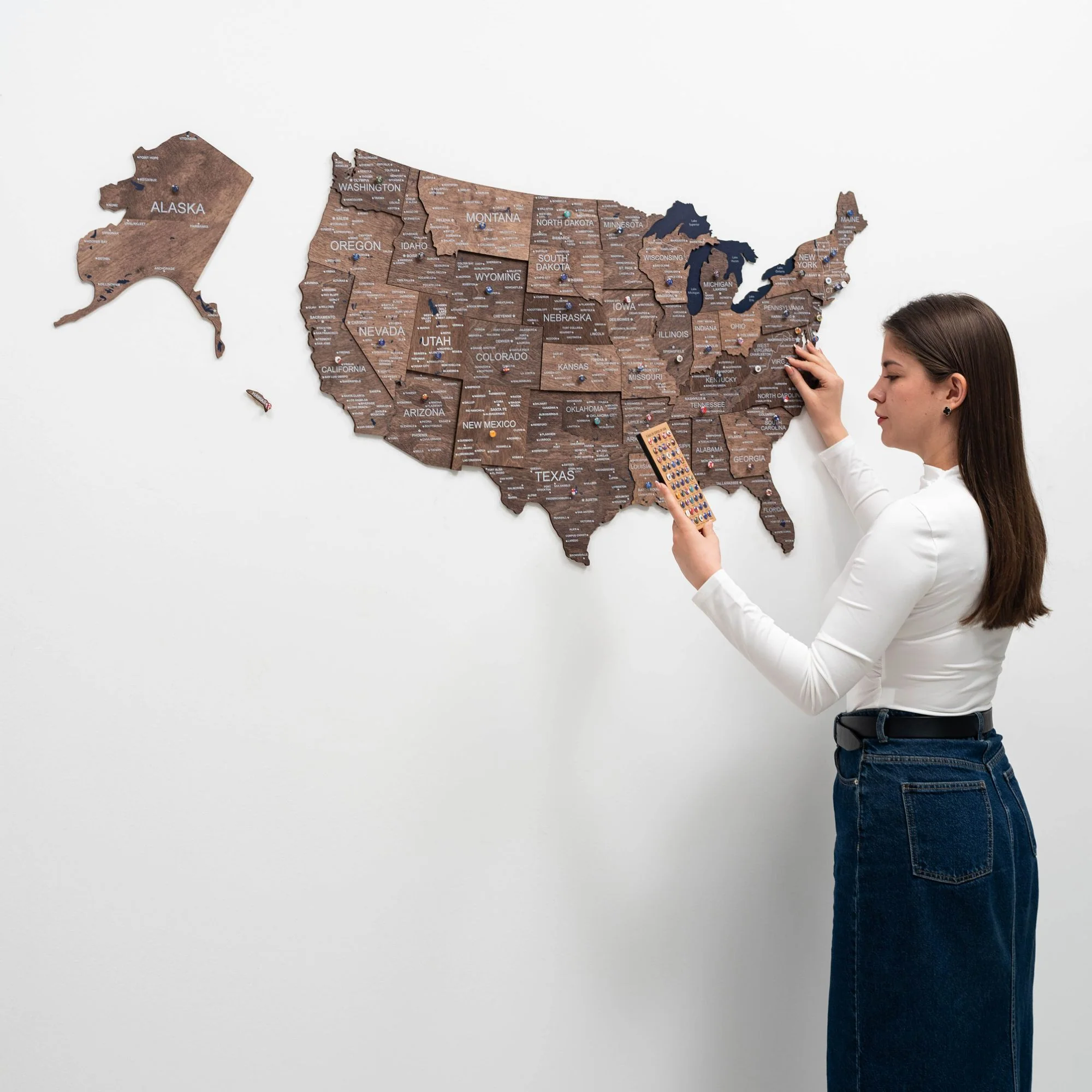 Wooden 3d Map of USA - Dark Walnut - Image 5
