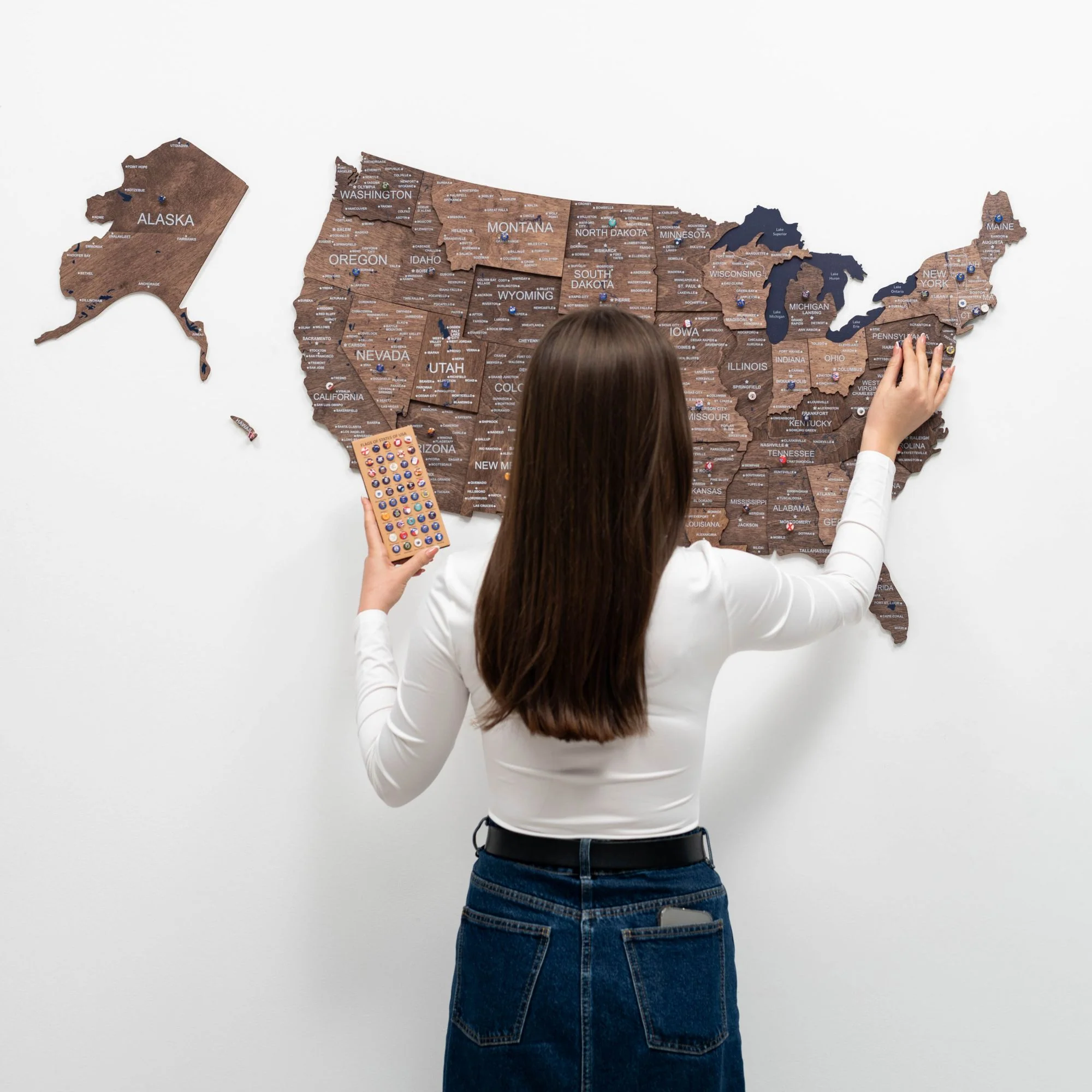 Wooden 3d Map of USA - Dark Walnut - Image 7