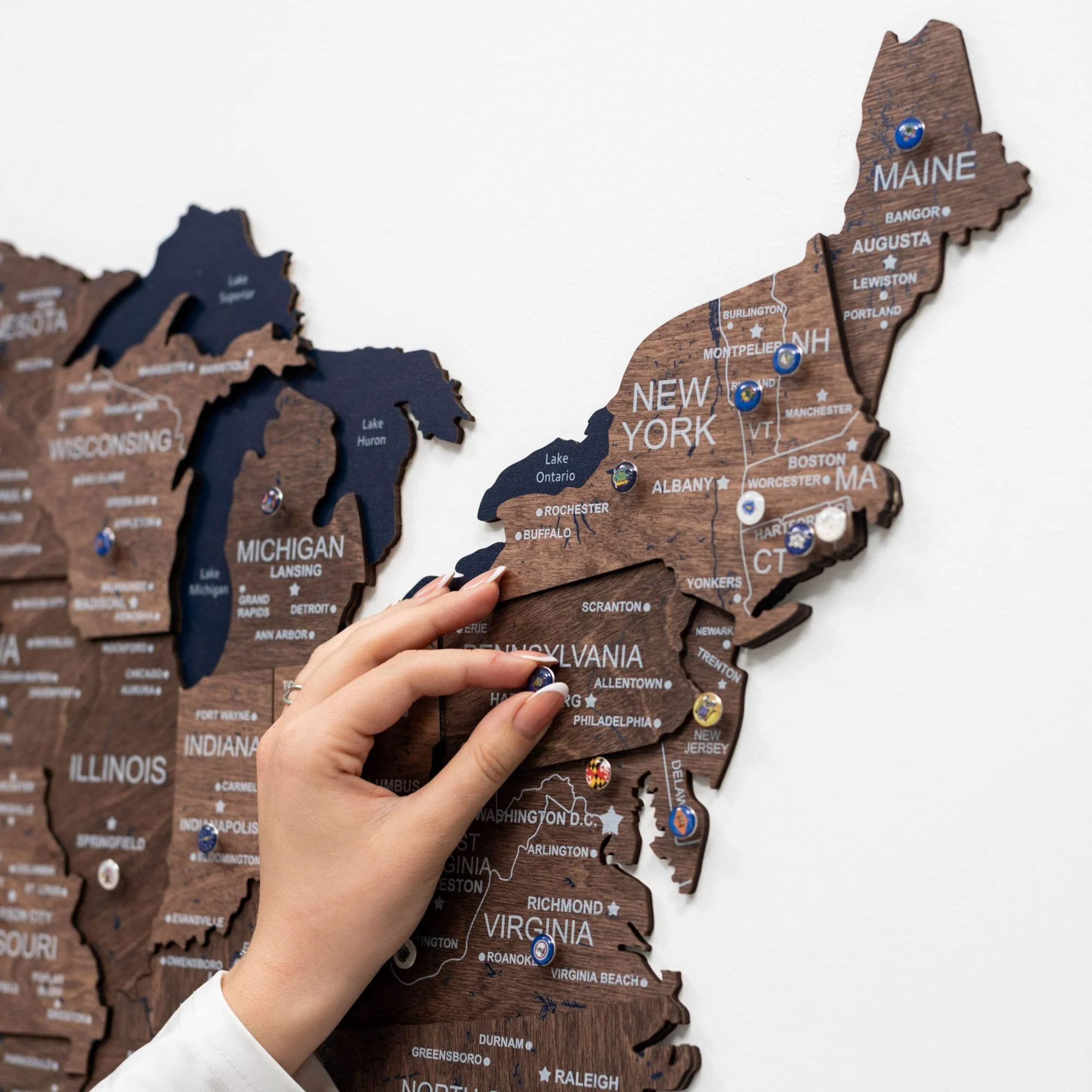 Wooden 3d Map of USA - Dark Walnut - Image 8