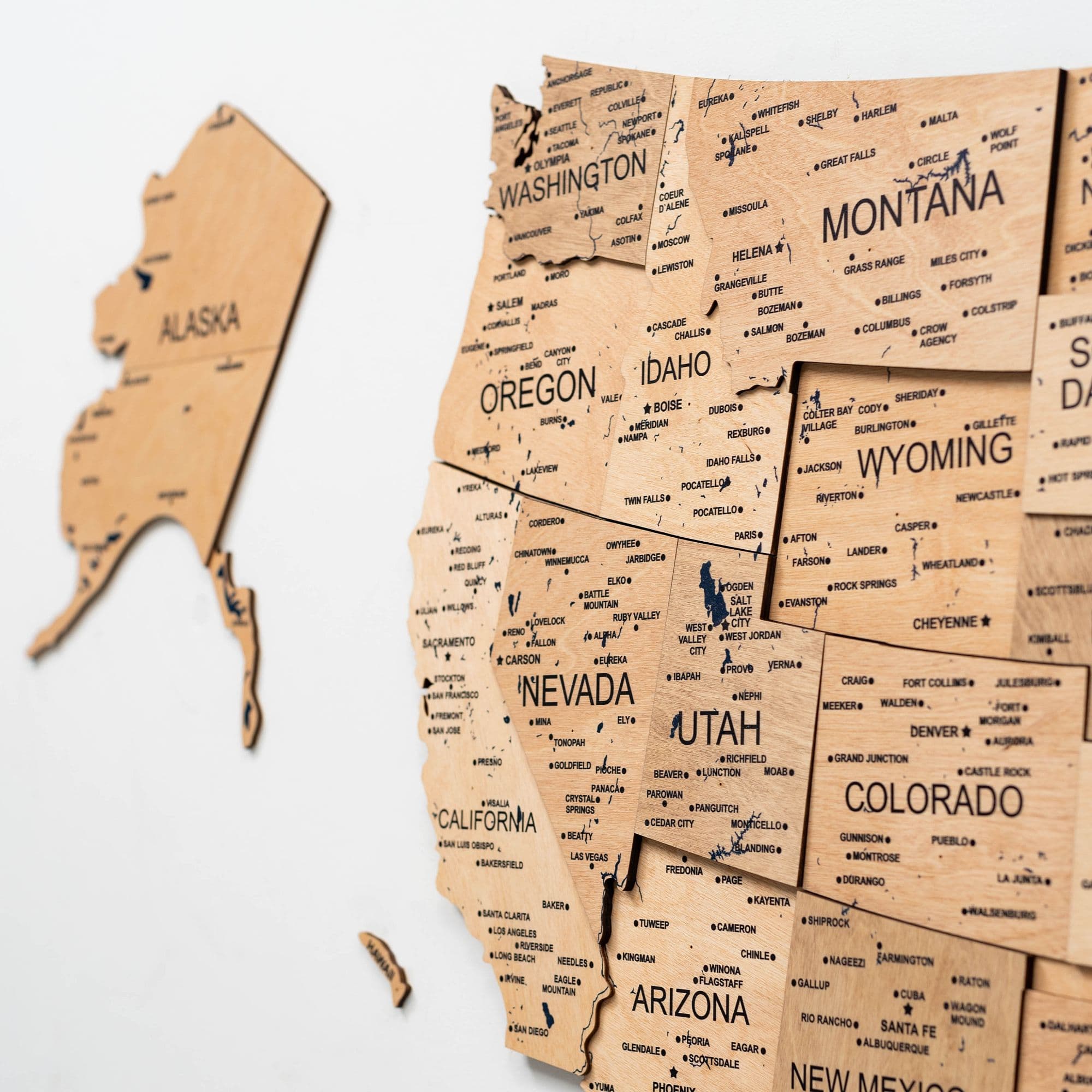 Wooden 3d Map of USA - Gold - Image 3