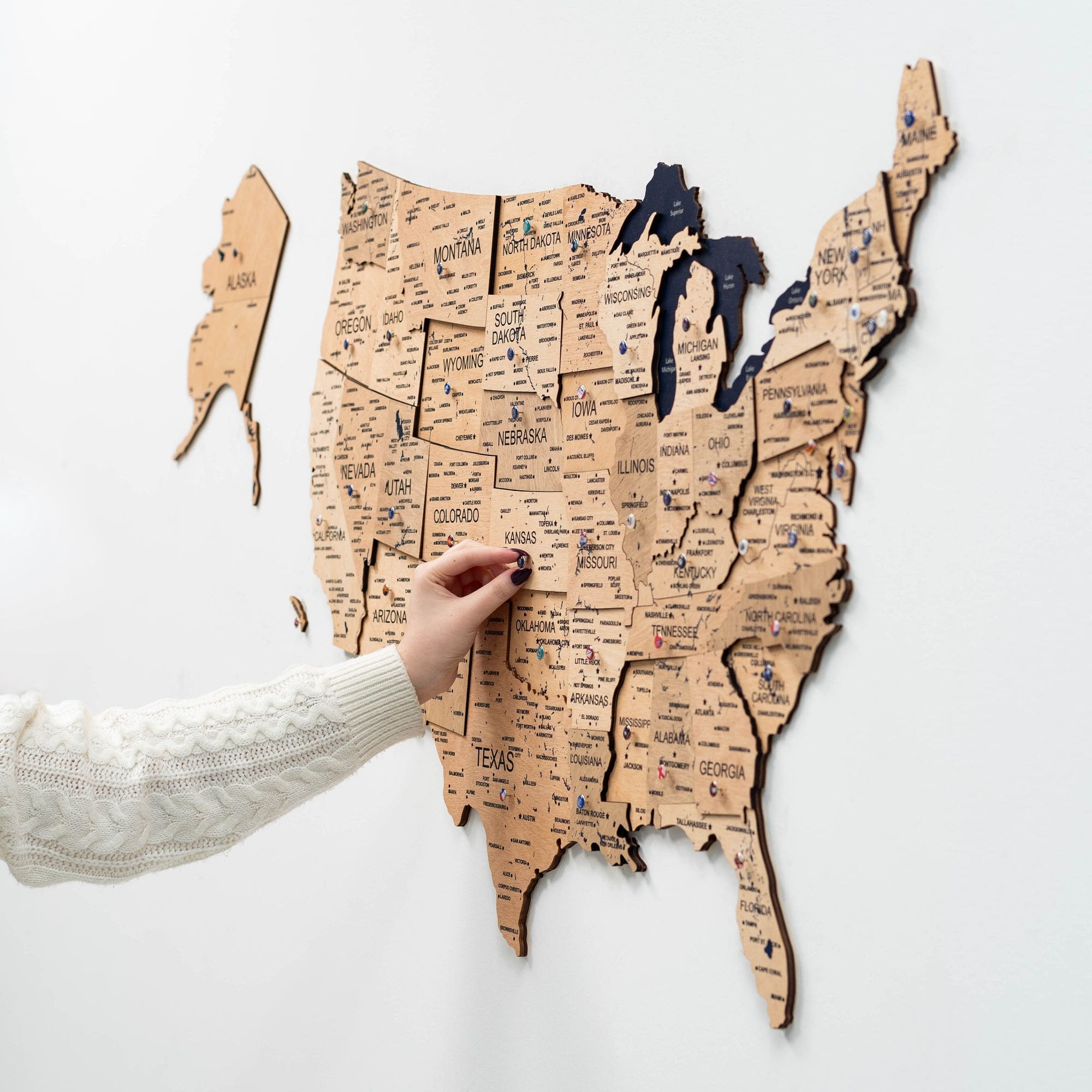 Wooden 3d Map of USA - Gold - Image 4