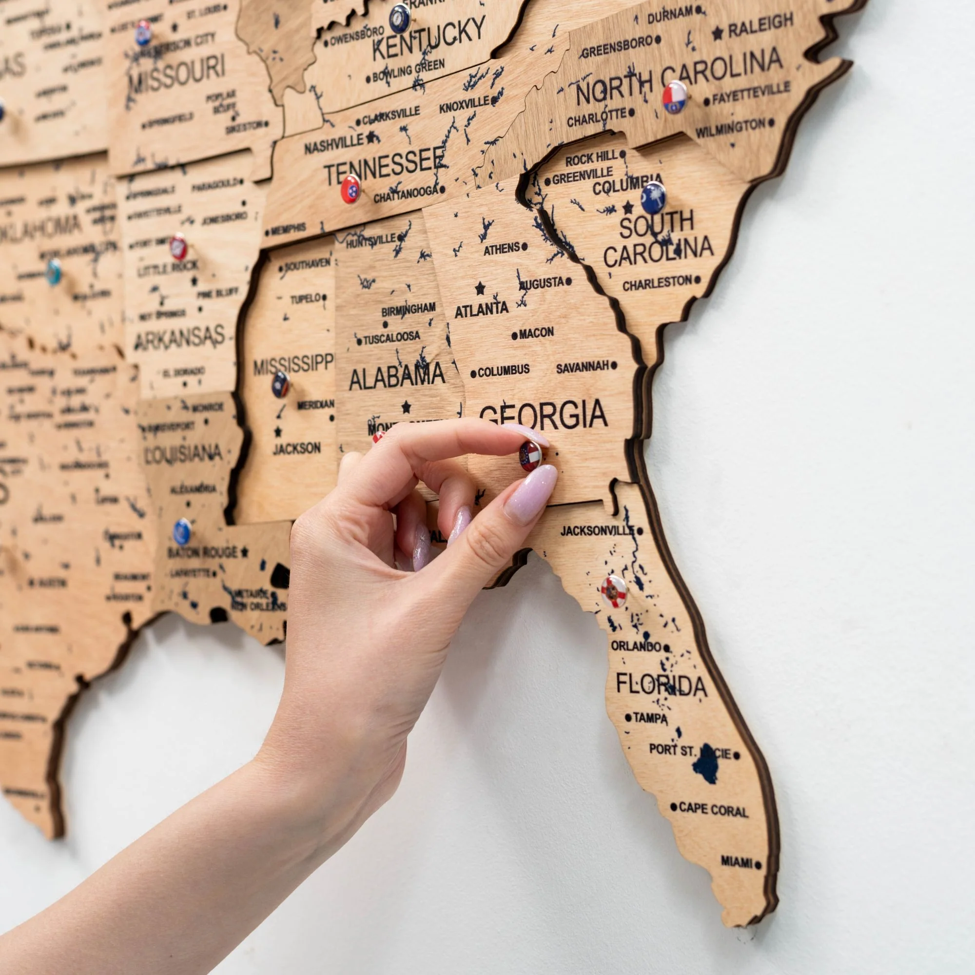 Wooden 3d Map of USA - Gold - Image 7