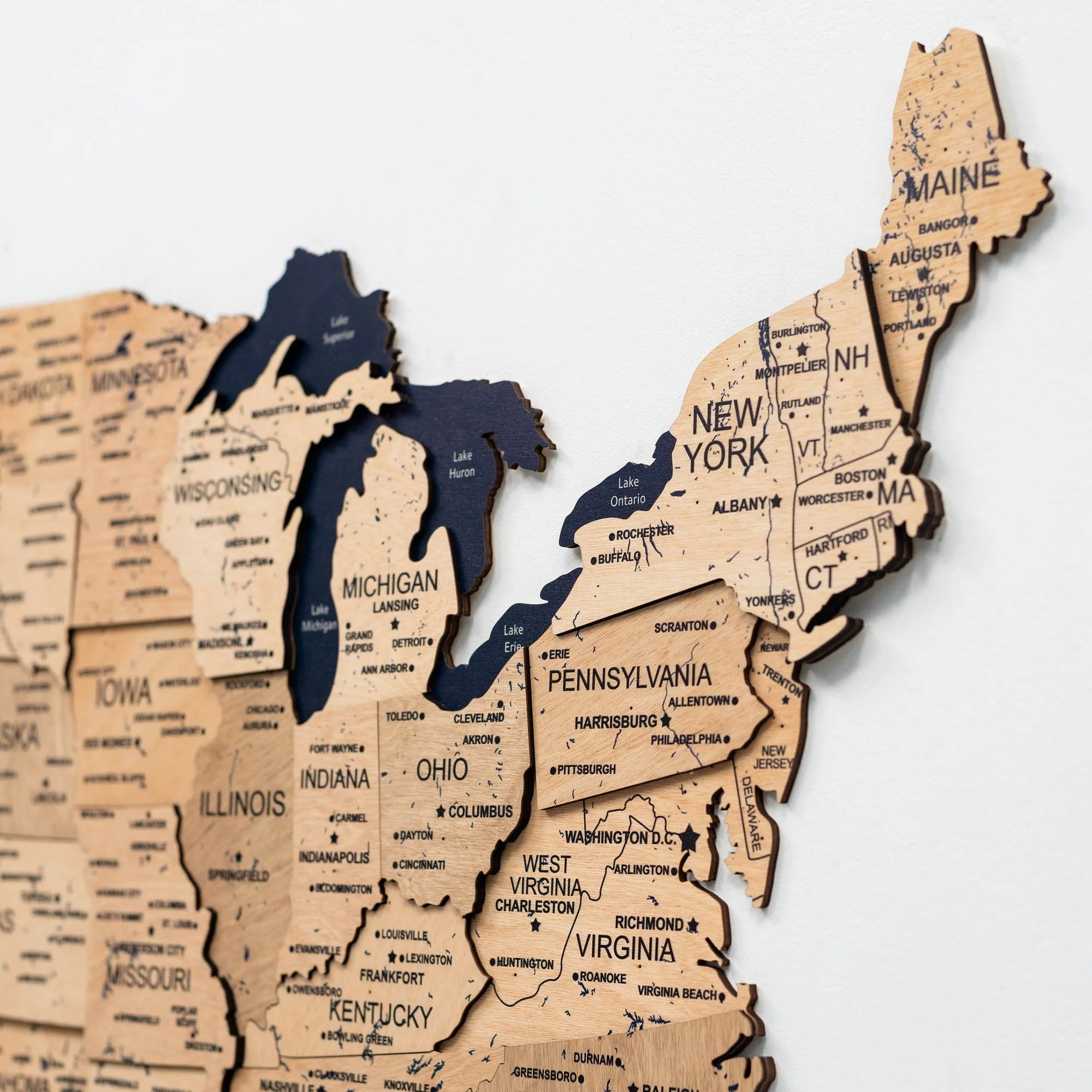 Wooden 3d Map of USA - Gold - Image 9