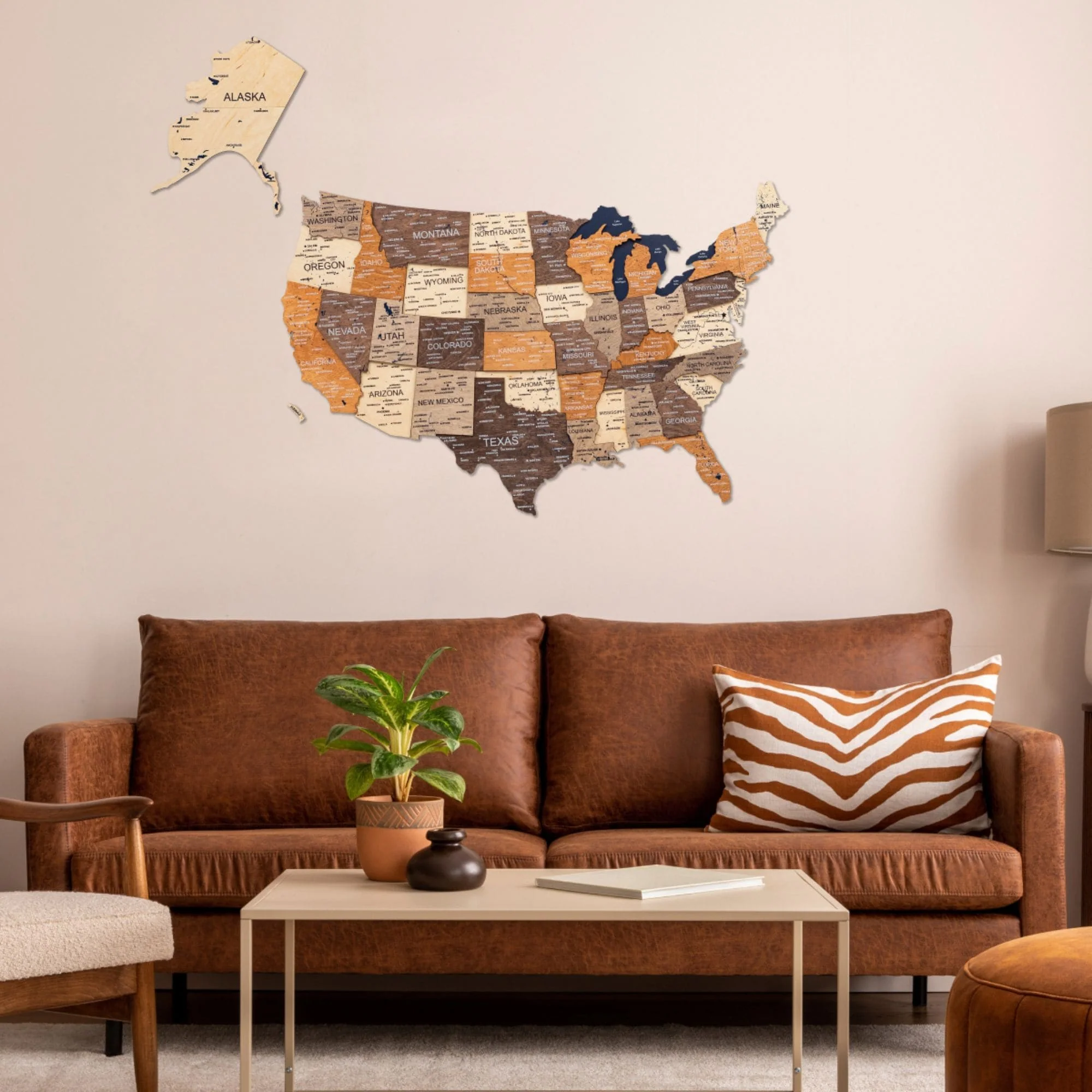 Wooden 3d Map of USA - Multicolor - Image 10