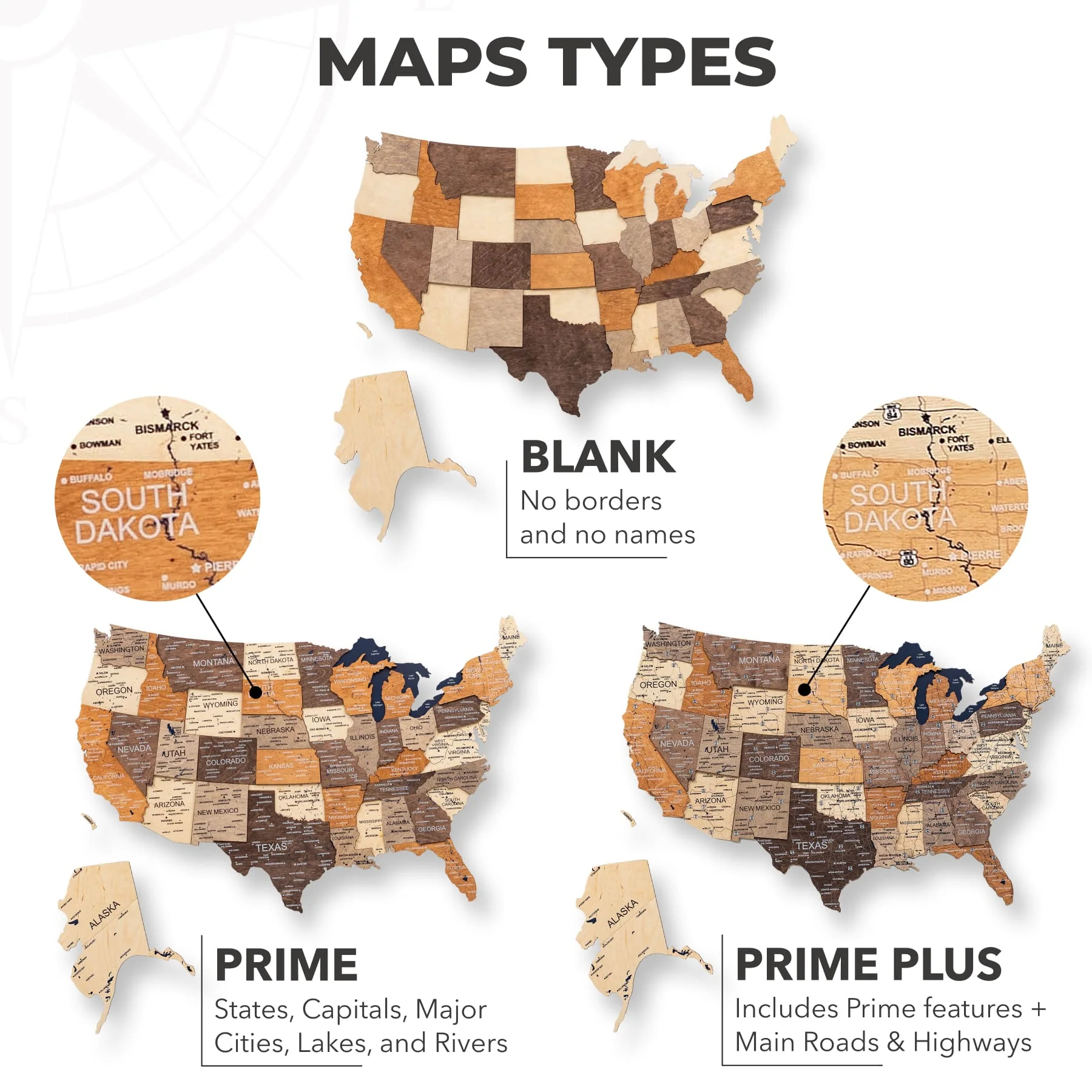 Wooden 3d Map of USA - Multicolor - Image 12