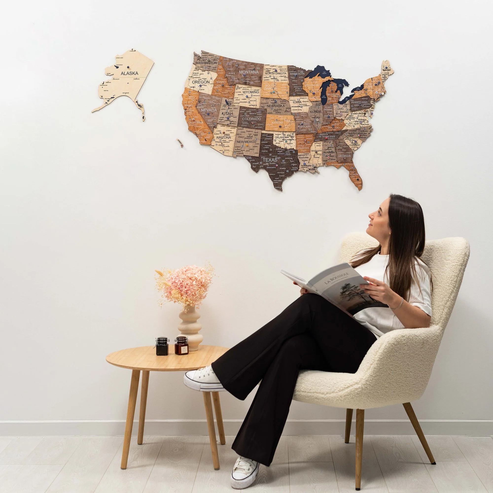 Wooden 3d Map of USA - Multicolor - Image 3