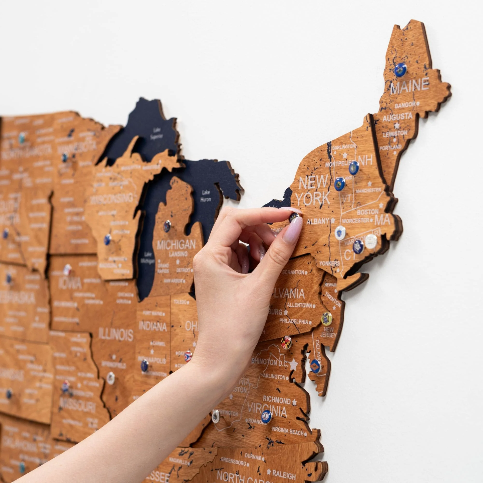 Wooden 3d Map of USA - Oak - Image 10