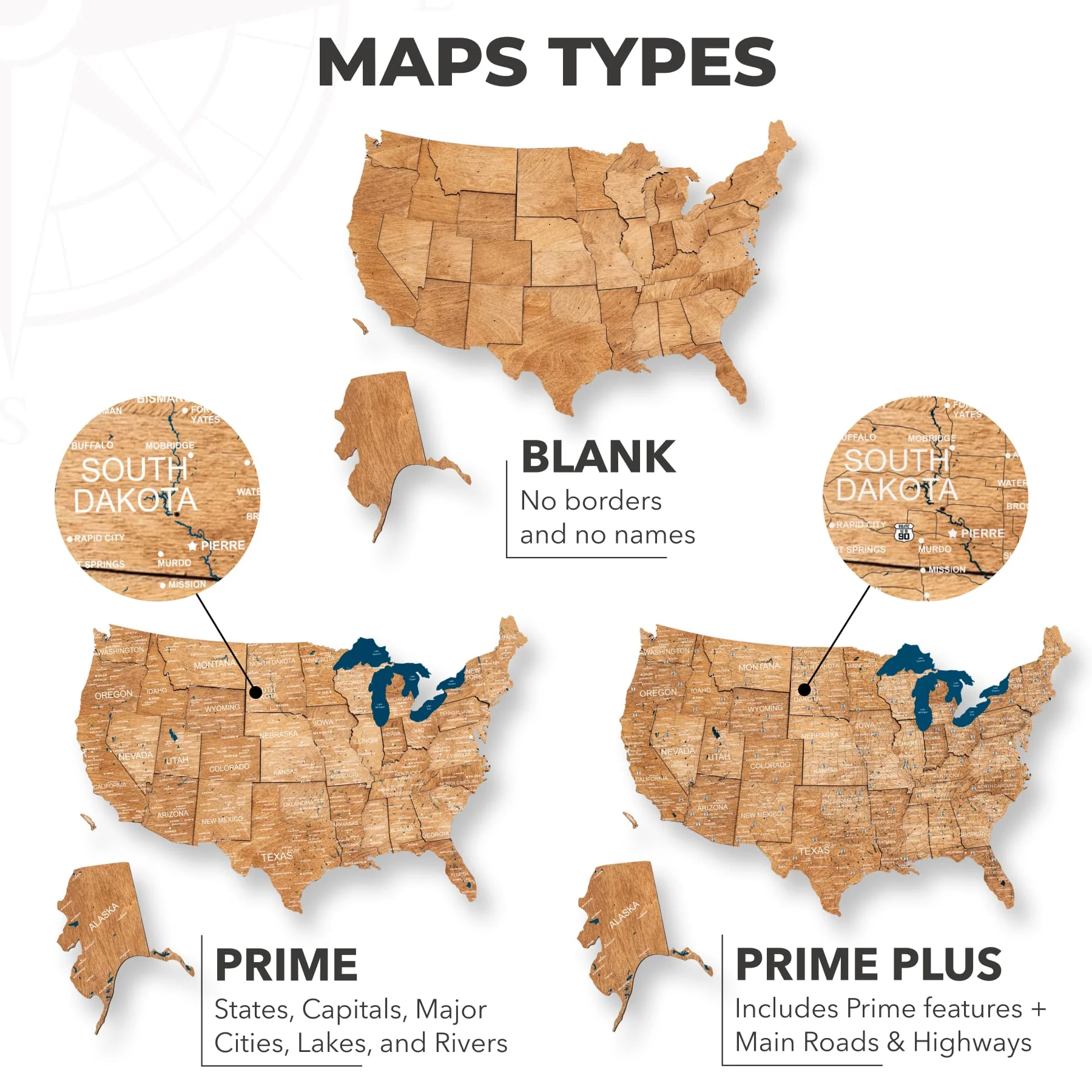Wooden 3d Map of USA - Oak - Image 12