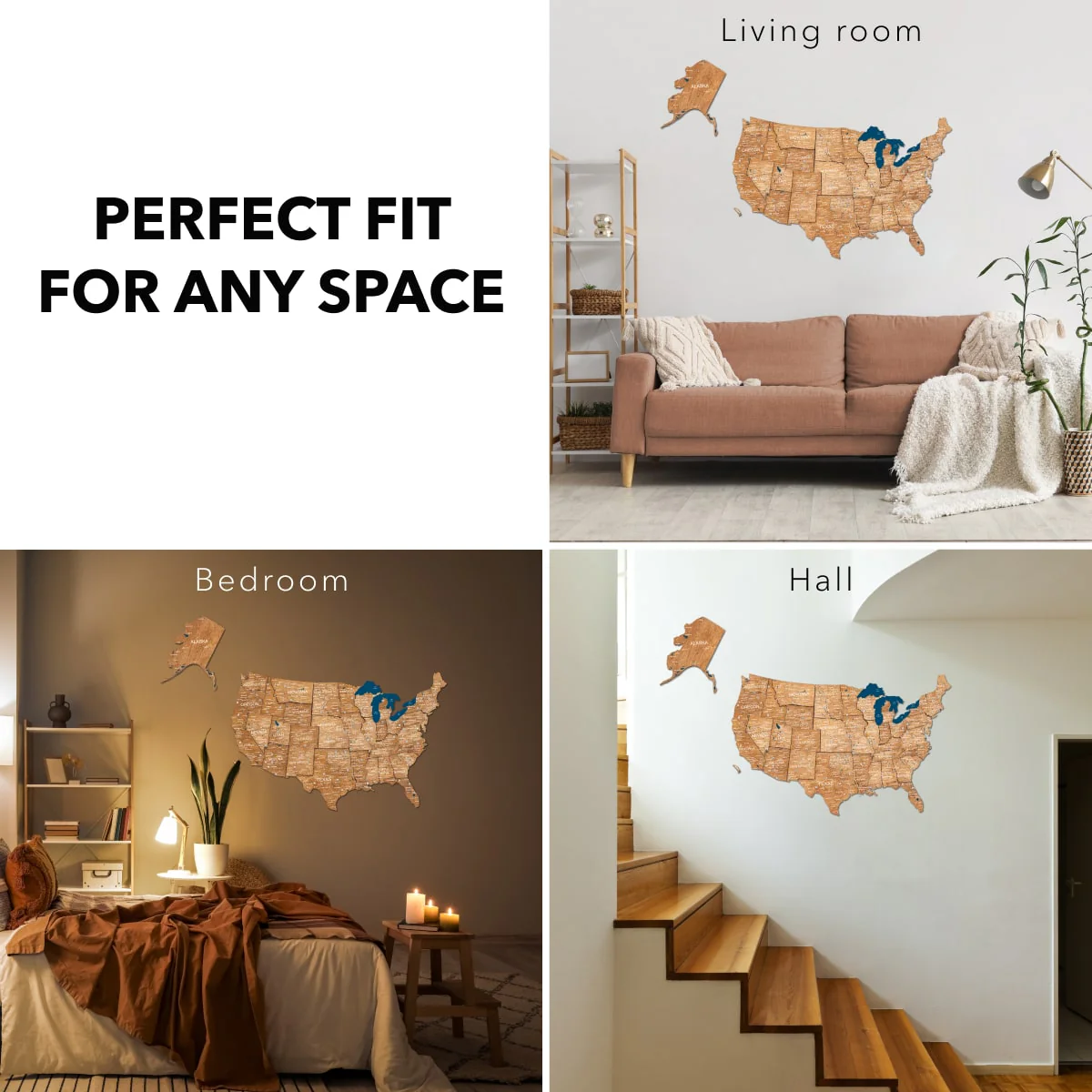Wooden 3d Map of USA - Oak - Image 13