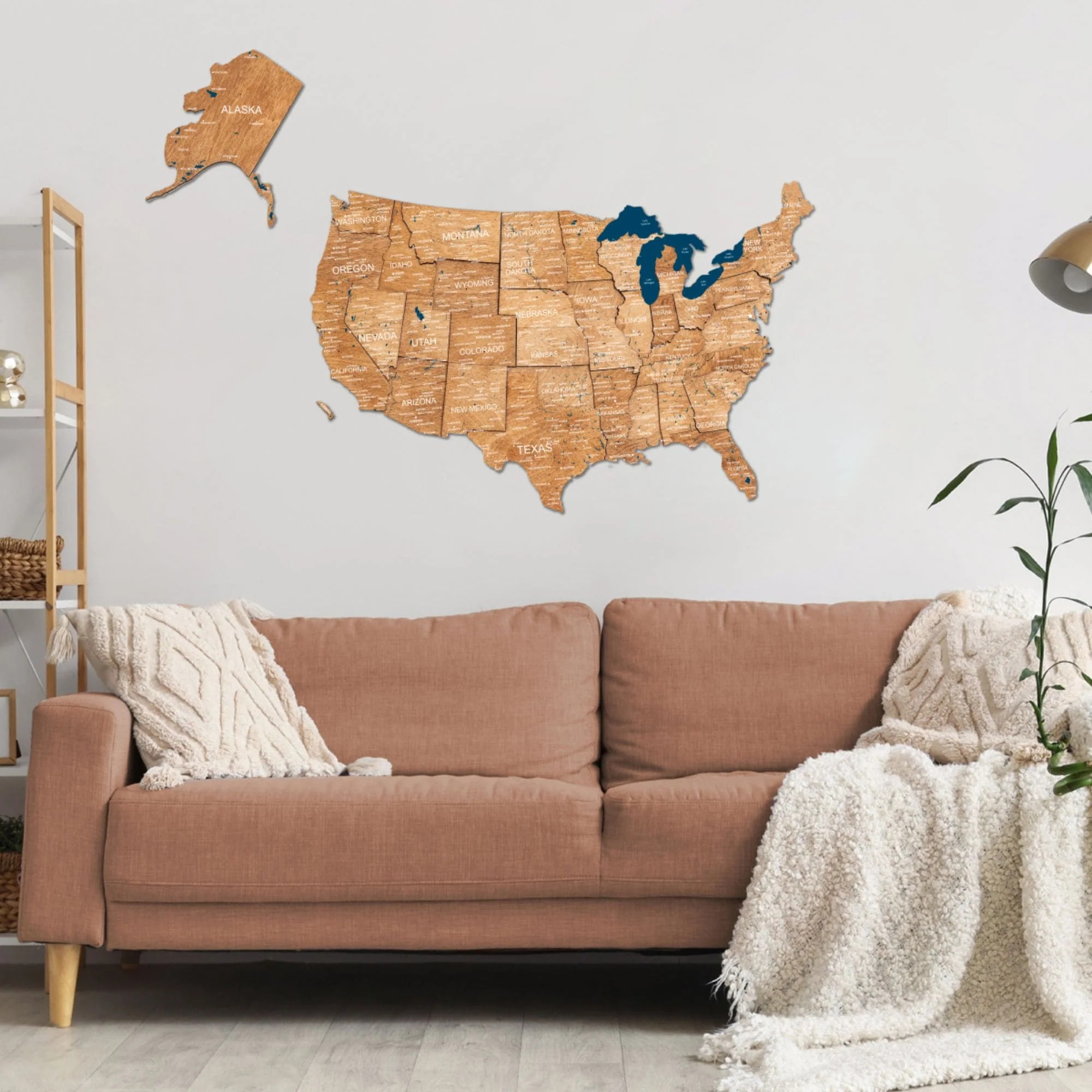 Wooden 3d Map of USA - Oak - Image 14