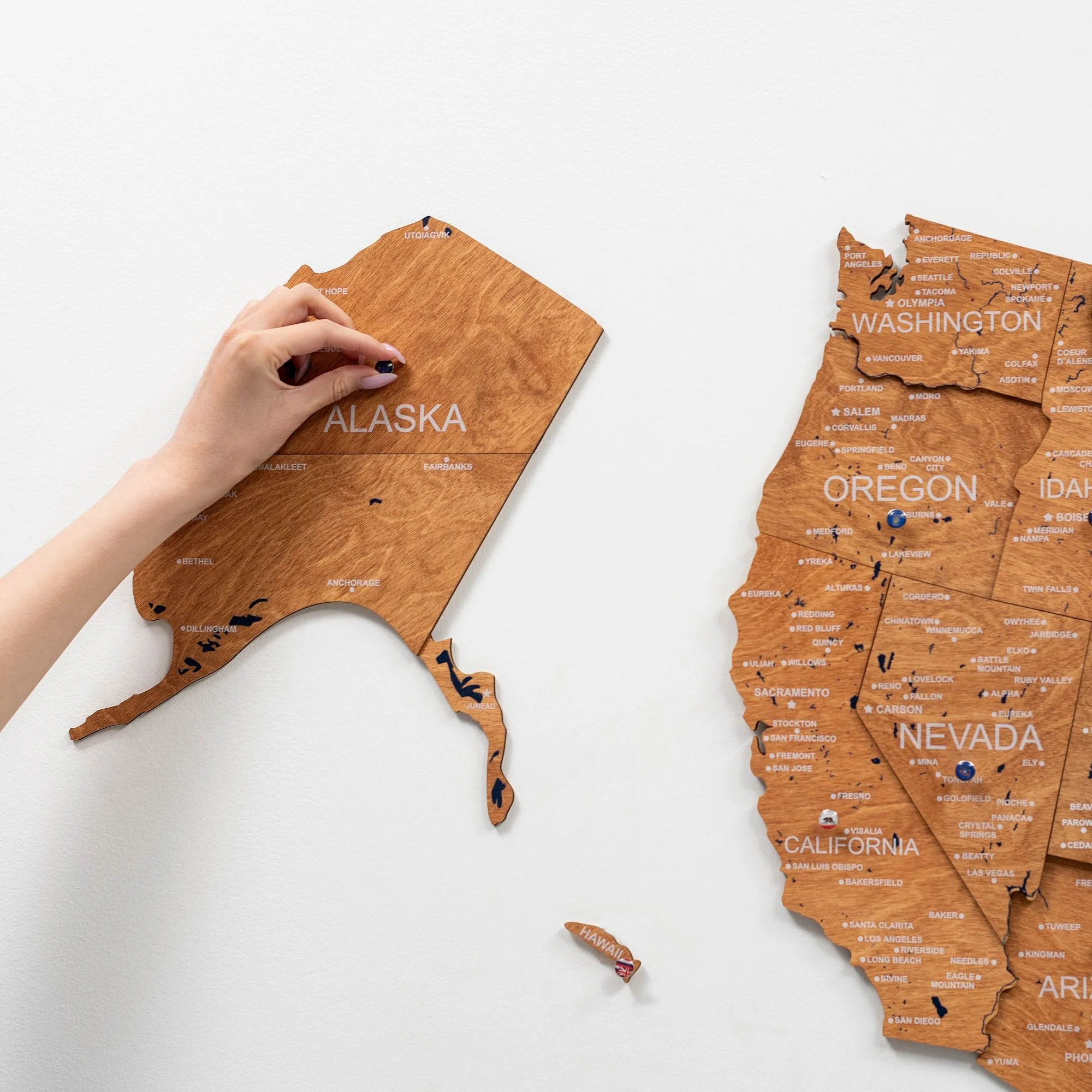 Wooden 3d Map of USA - Oak - Image 9