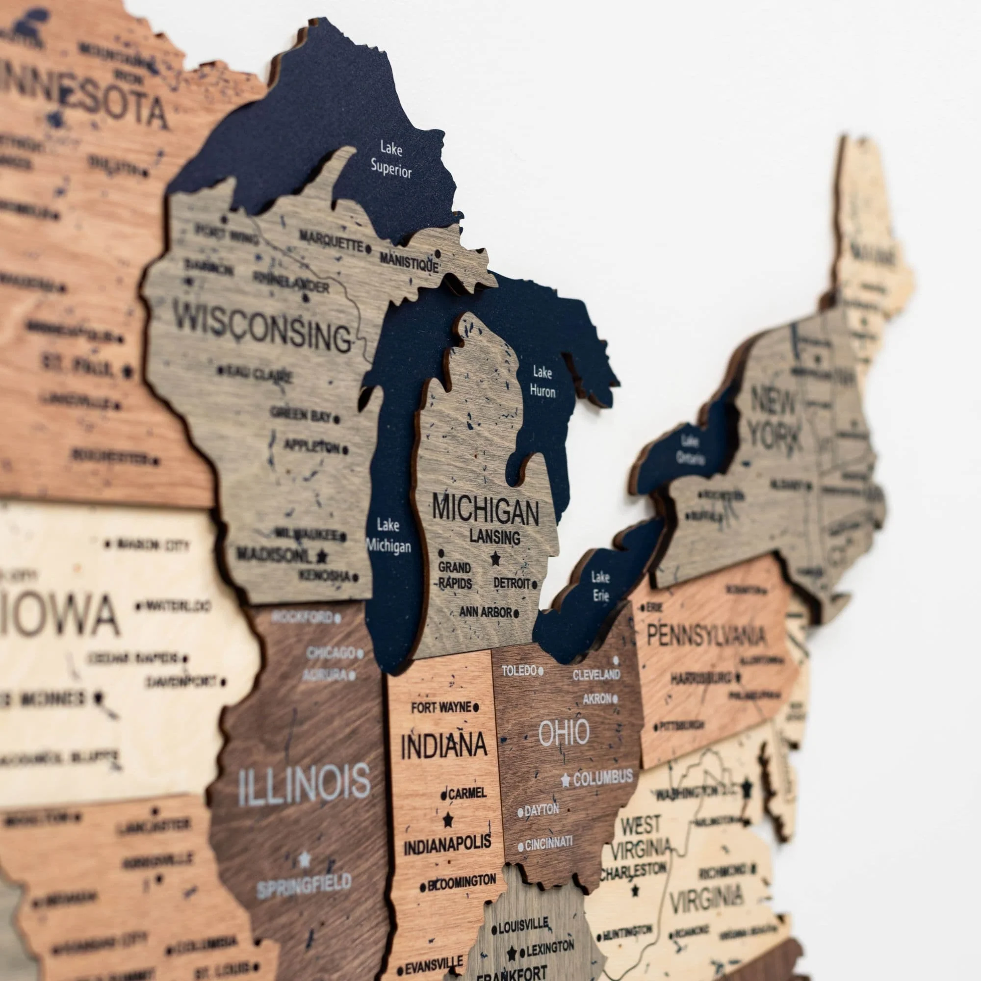 Wooden 3d Map of USA - Smokey - Image 13