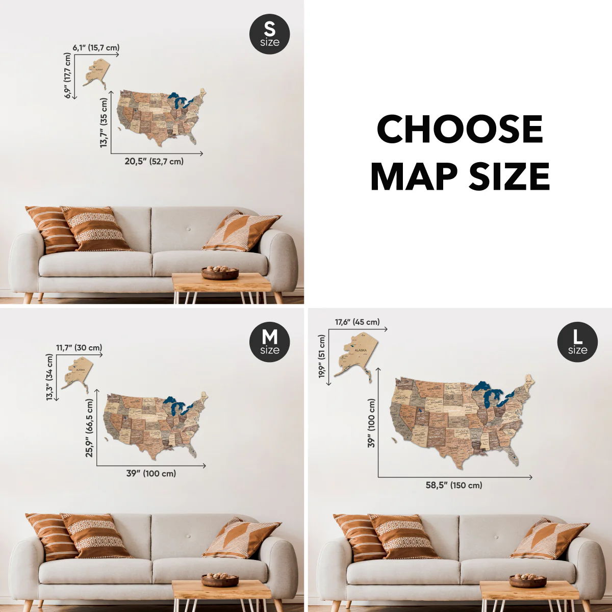 Wooden 3d Map of USA - Smokey - Image 14