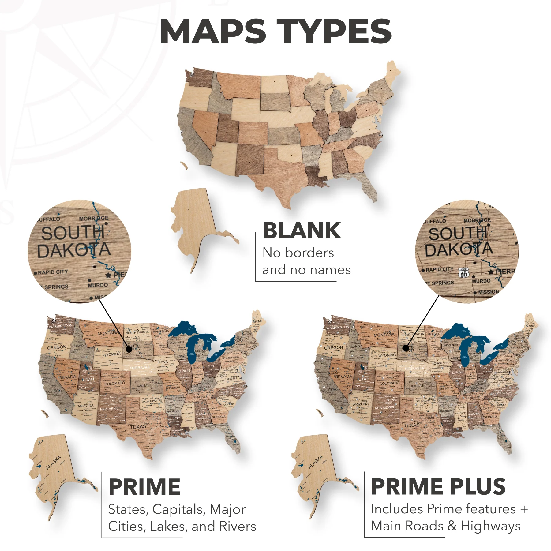 Wooden 3d Map of USA - Smokey - Image 15