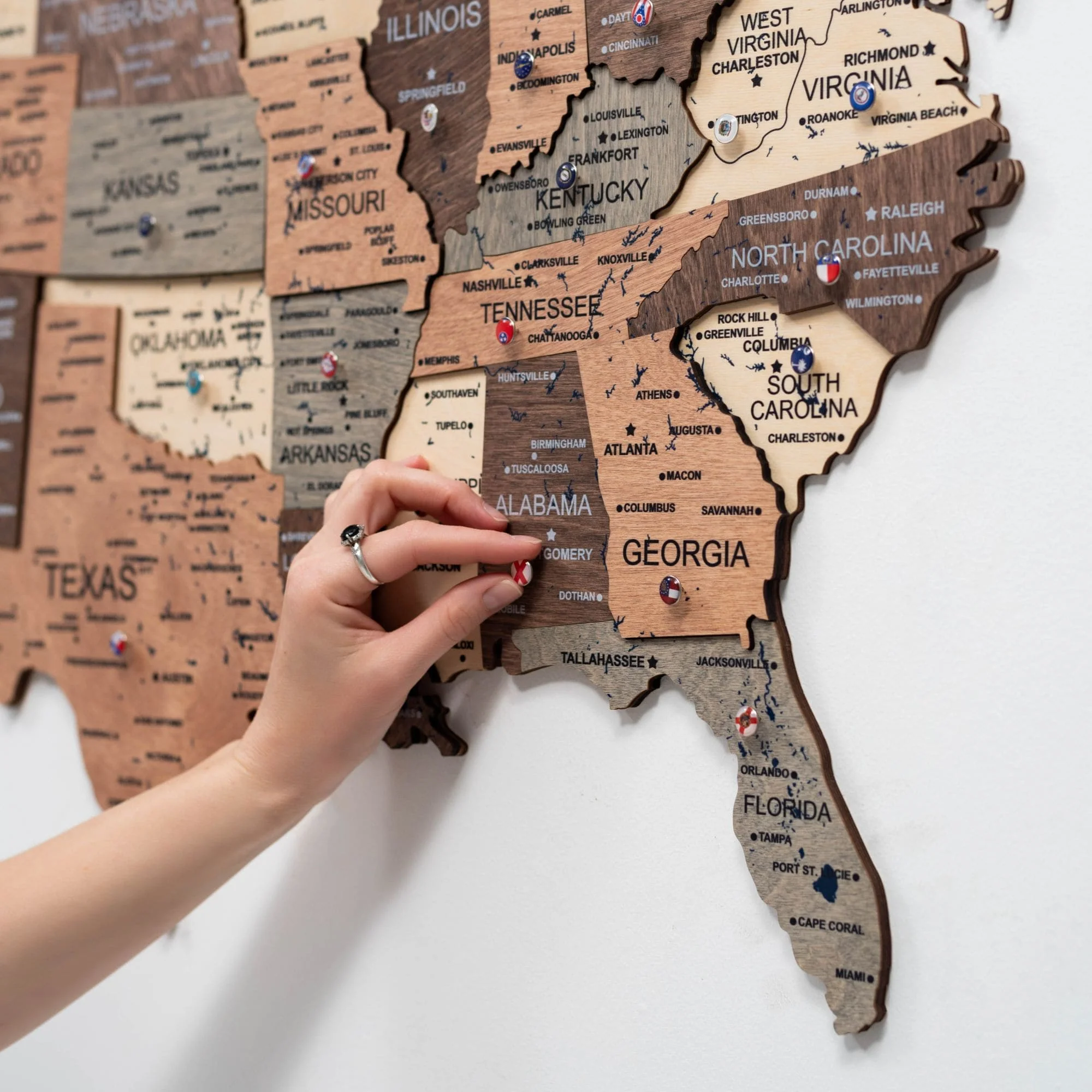 Wooden 3d Map of USA - Smokey - Image 4