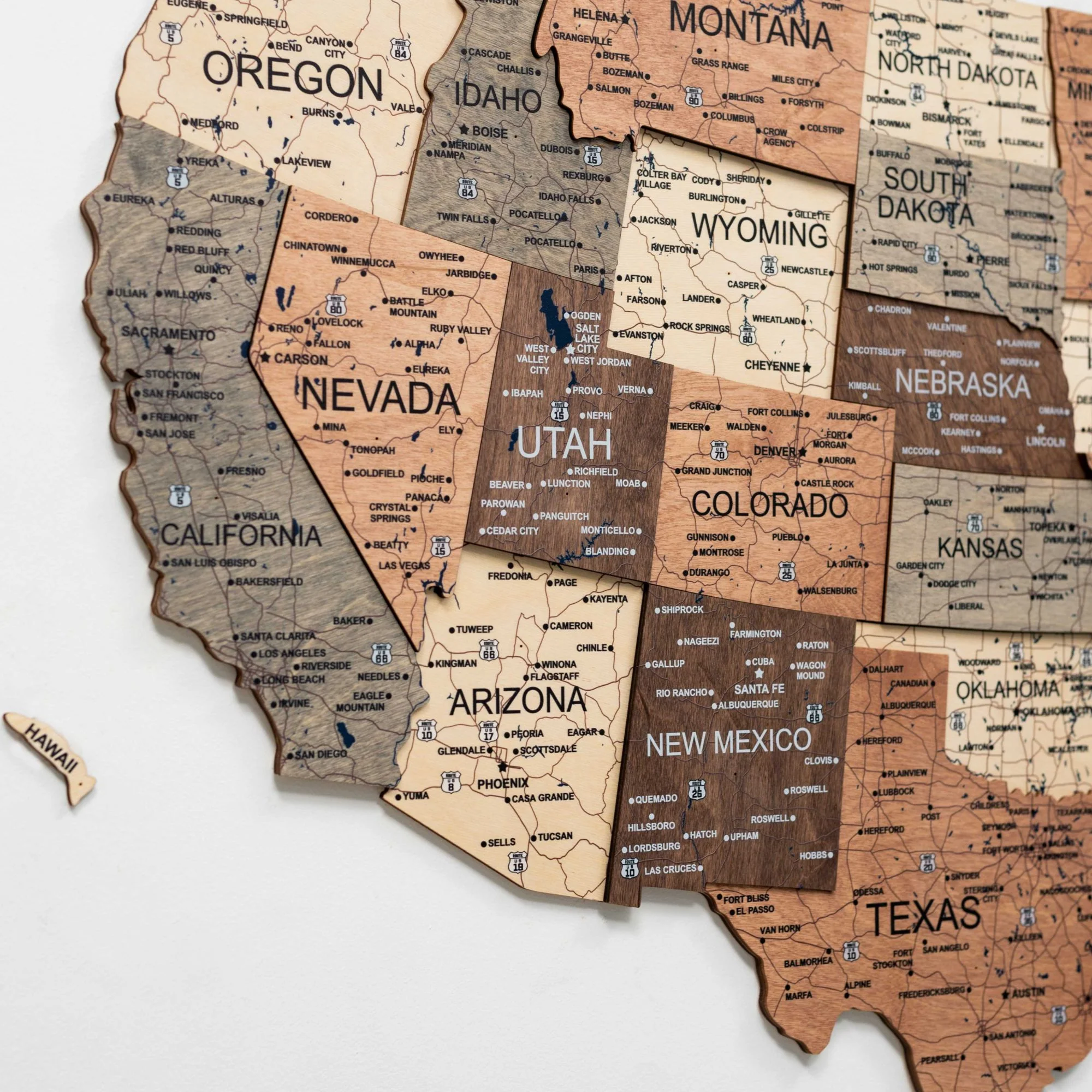 Wooden 3d Map of USA - Smokey - Image 5