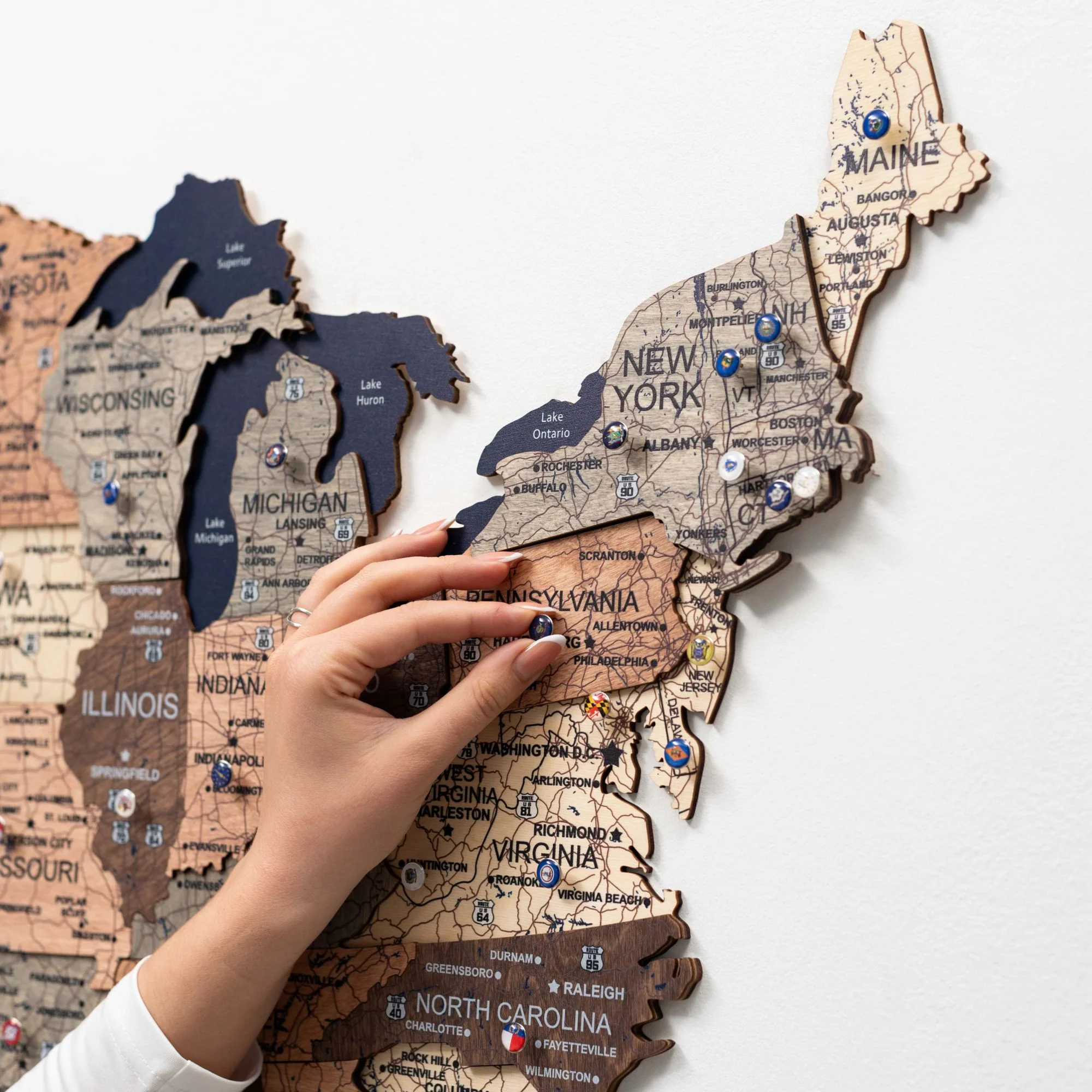 Wooden 3d Map of USA - Smokey - Image 6